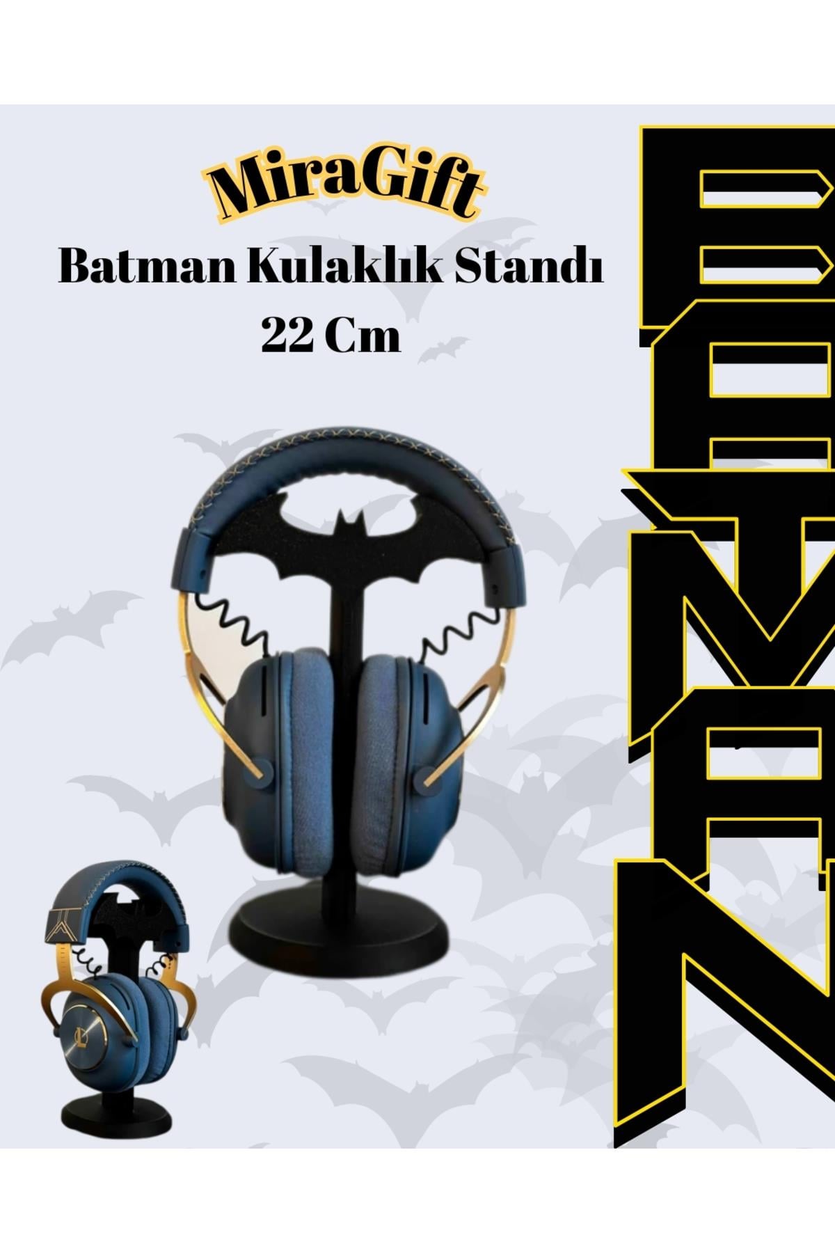 Gamer Kulaklık Standı - Batman Dekoratif Kulaklık Tutucu Siyah 22 Cm