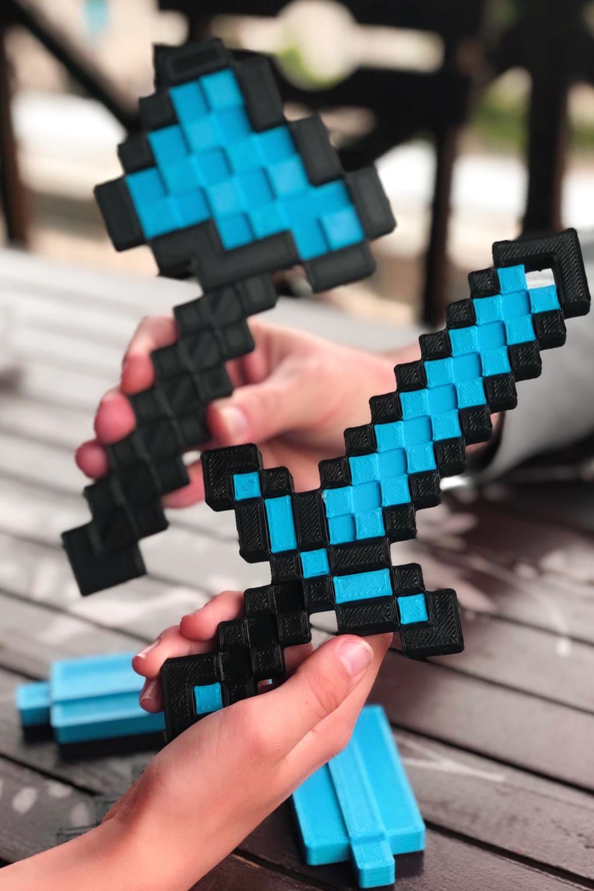 Minecraft Kılıç-kazma-balta Üçlü Elmas Set / Minecraft Üçlü Oyuncak Elmas Set