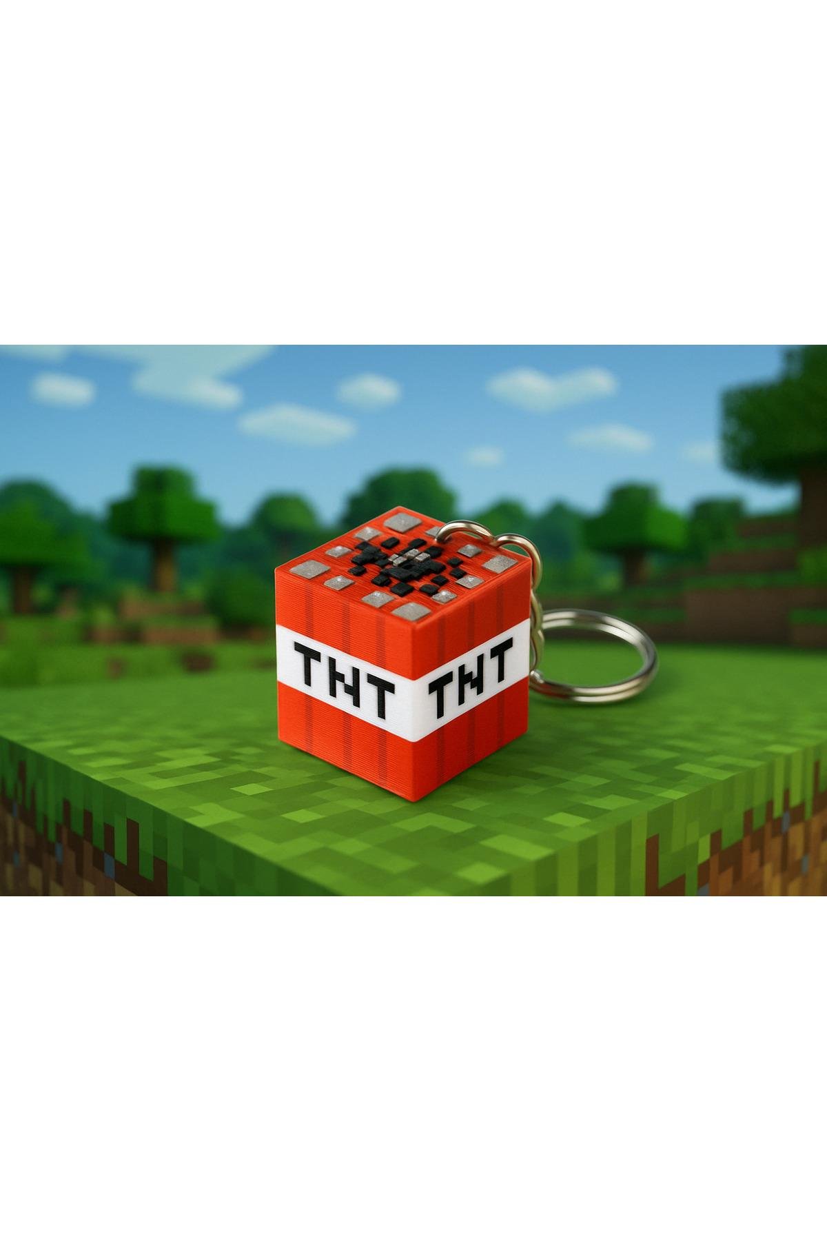 Minecraft TNT Blok Anahtarlık 3D Baskı El Yapımı Hediyelik