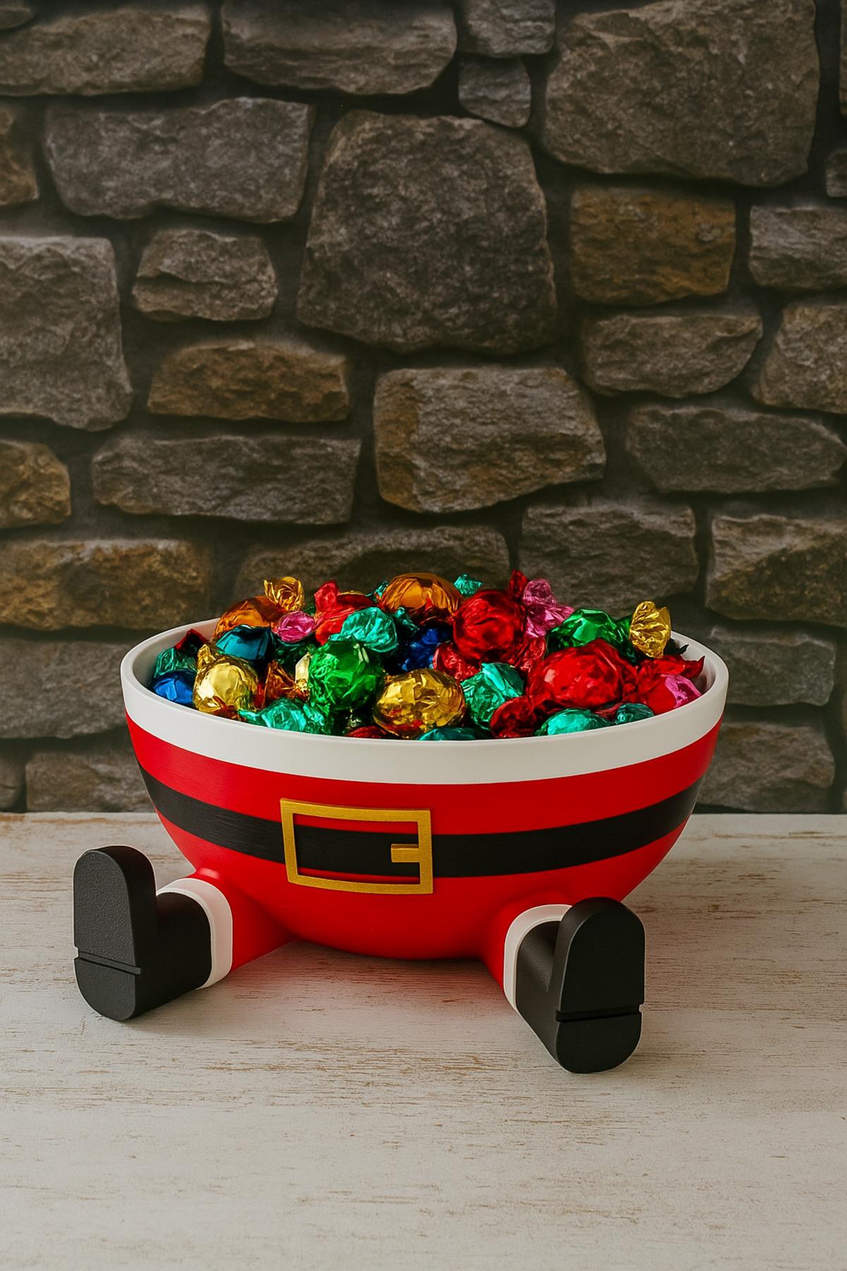 Noel Baba Şeklinde Kâse | 3D Baskı Christmas Santa Bowl – Yılbaşı Dekor & Şekerlik