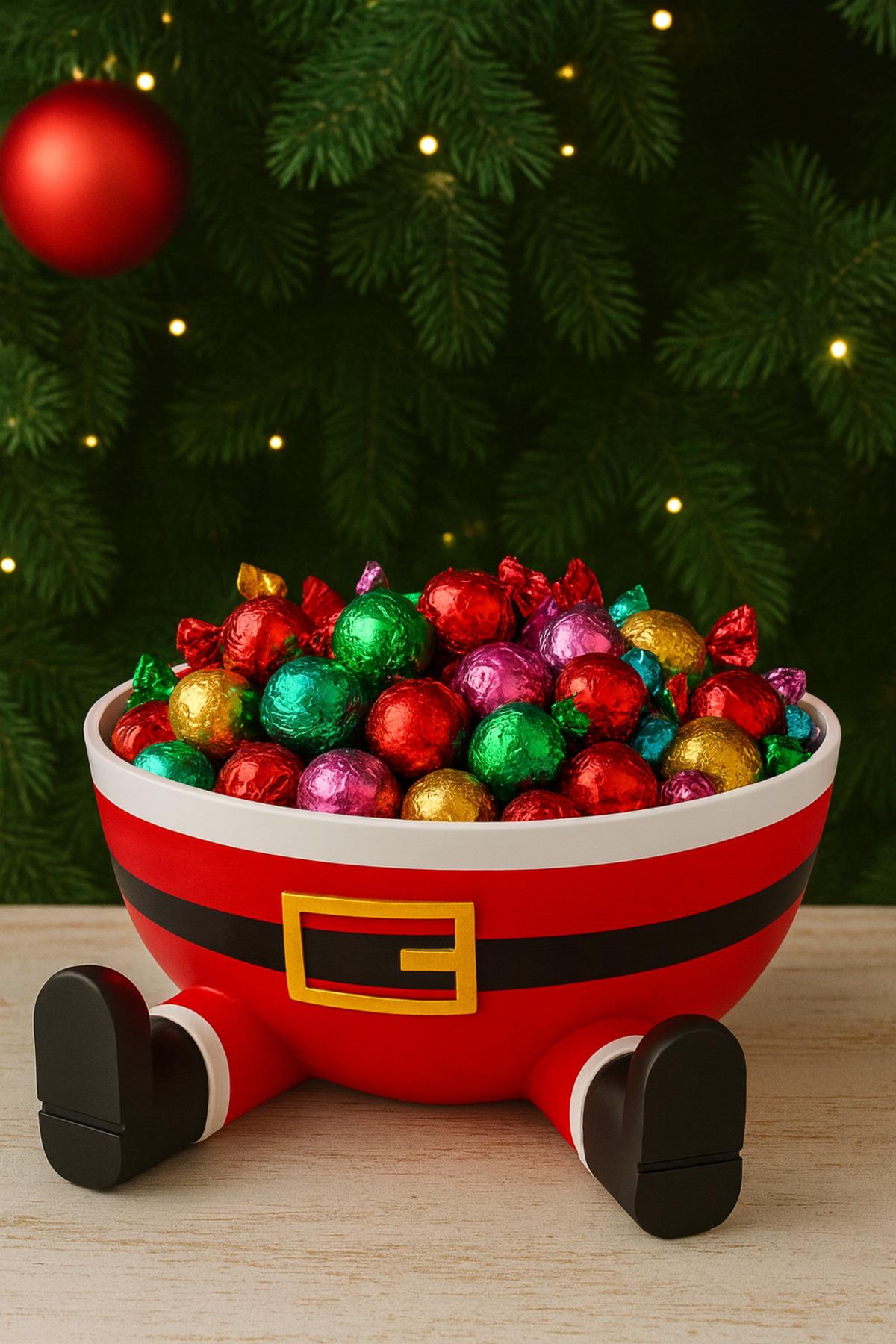 Noel Baba Şeklinde Kâse | 3D Baskı Christmas Santa Bowl – Yılbaşı Dekor & Şekerlik