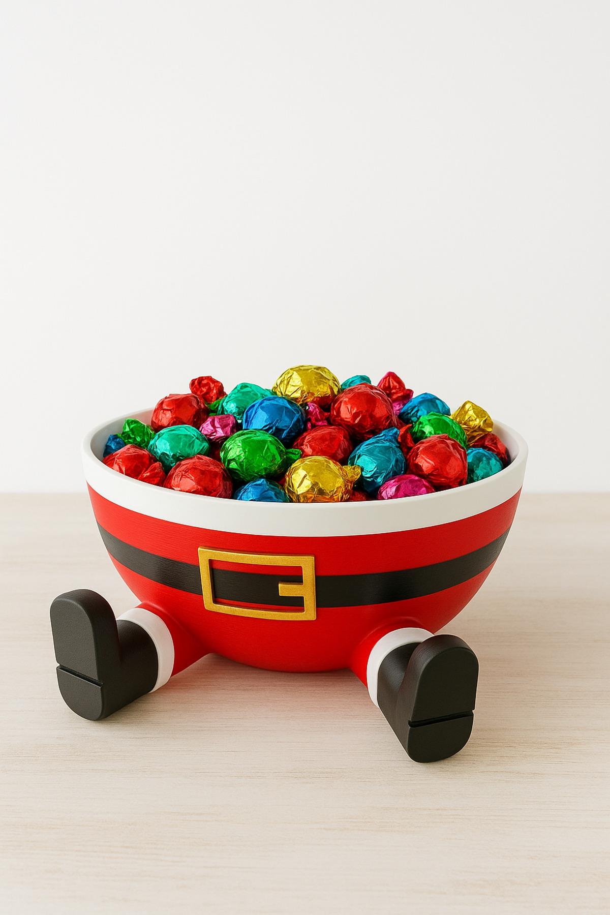 Noel Baba Şeklinde Kâse | 3D Baskı Christmas Santa Bowl – Yılbaşı Dekor & Şekerlik