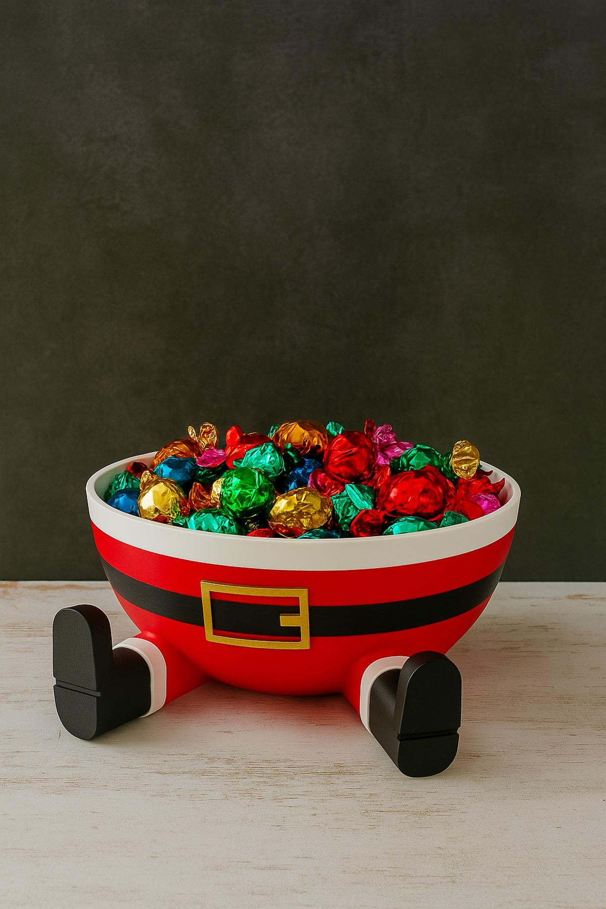 Noel Baba Şeklinde Kâse | 3D Baskı Christmas Santa Bowl – Yılbaşı Dekor & Şekerlik