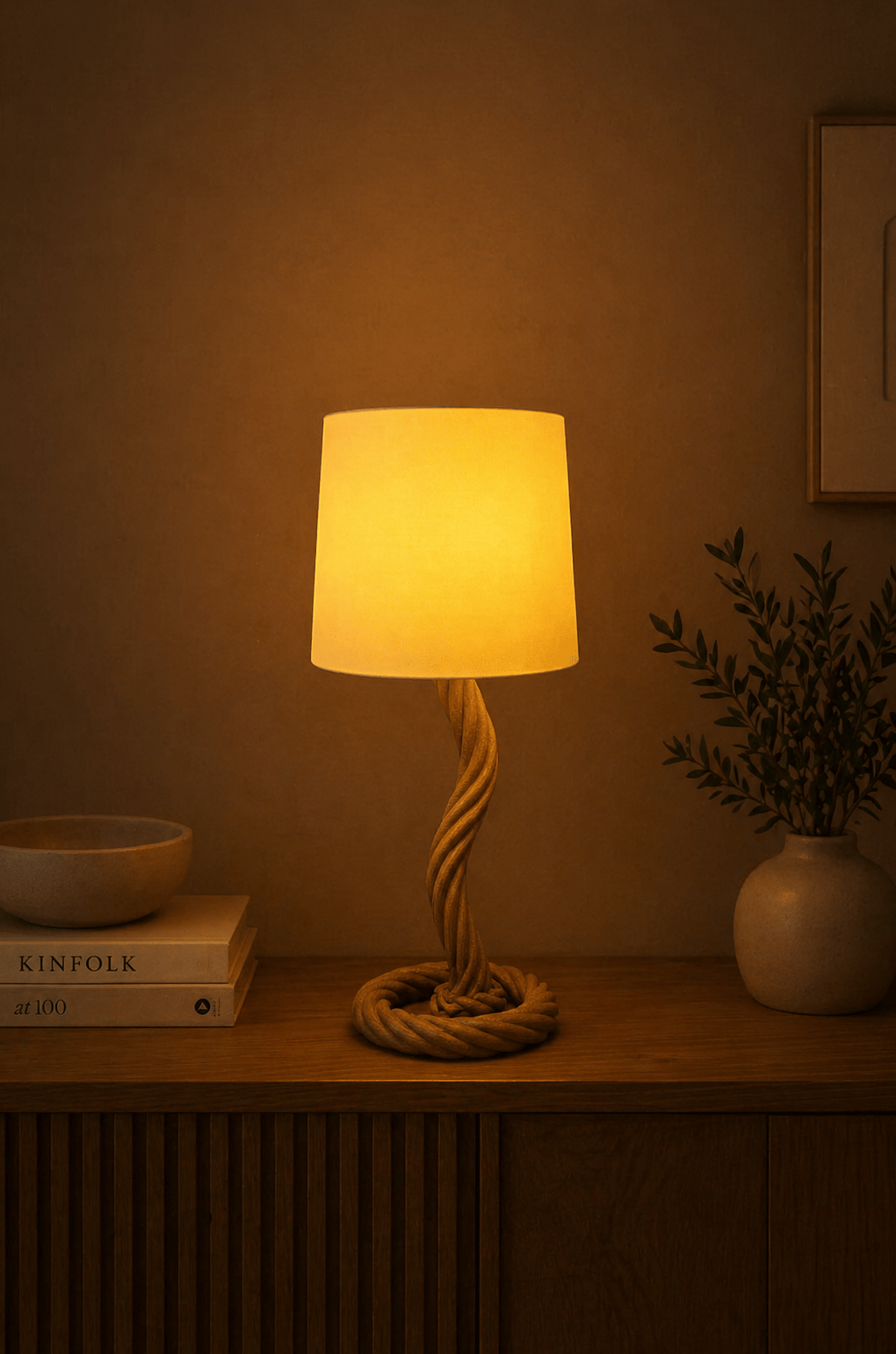 Rustik Halat Tasarımlı Minyatür Abajur / Masa Üstü Dekor Lambası - Tealight