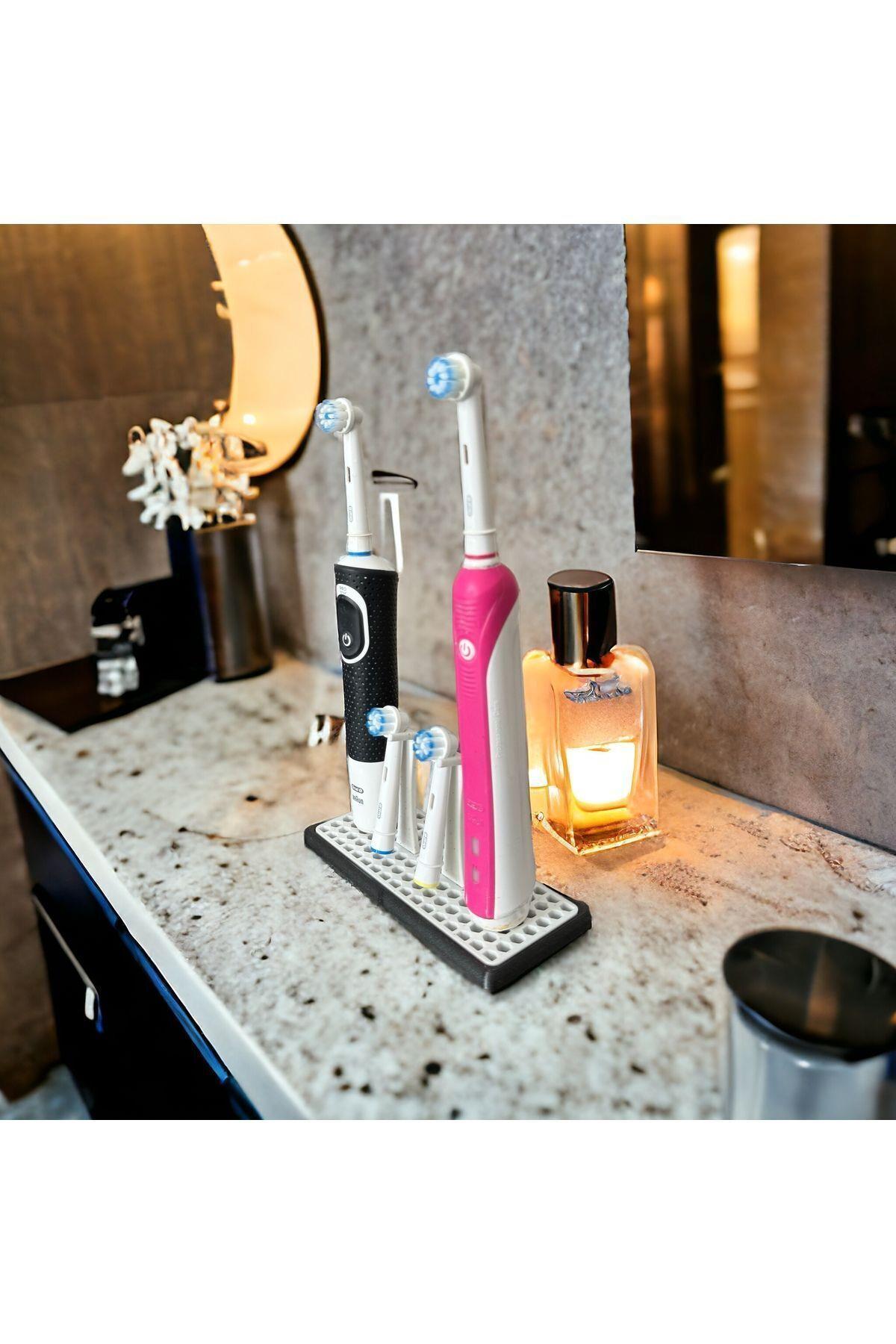 Şarjlı ve Pilli Diş Fırçası Tutucu 2li - Banyo Düzenleyici - Diş Fırçası Makina Standı