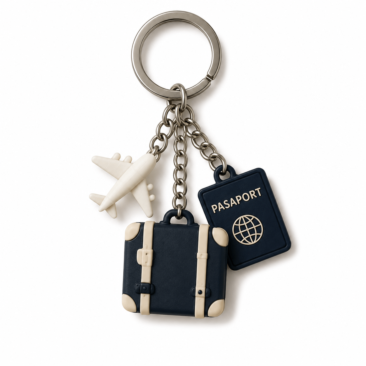 Seyahat Temalı Bag Charm Çanta Aksesuarı – Uçak, Bavul & Pasaport Anahtarlık