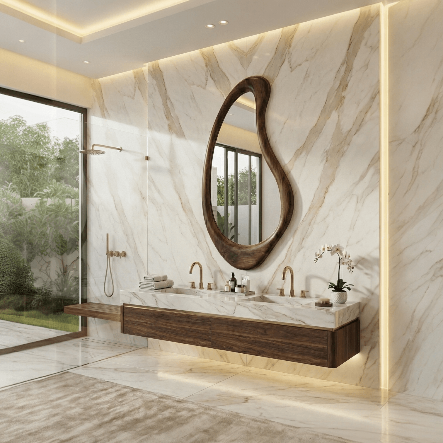 Ceviz Çerçeveli Armut Modeli Ayna