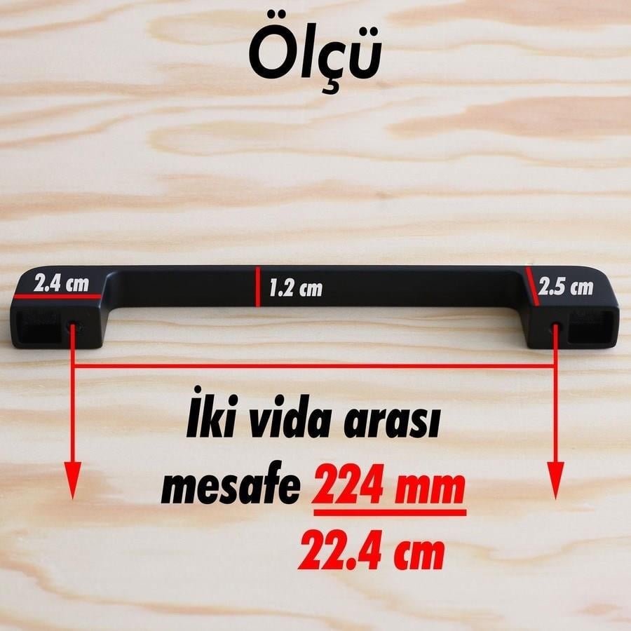 Arel 224 mm Siyah Kulp Mobilya Dolap Çekmece Vestiyer Kulpları-İMZA