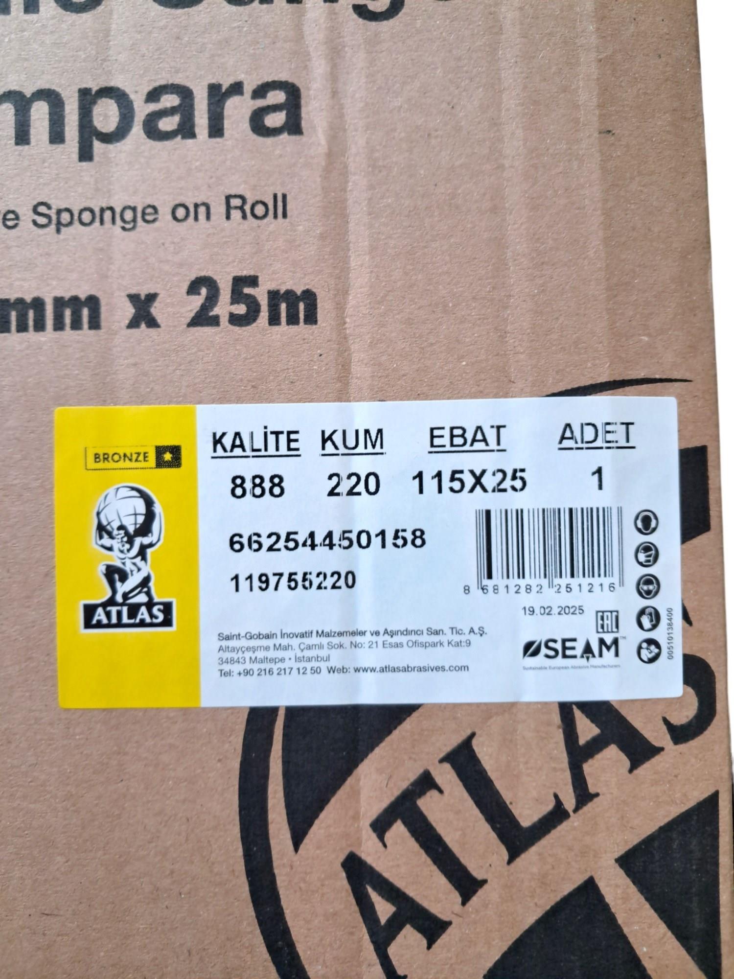 Atlas Rulo Soft Sünger Zımpara Bronze 888 115 mm 25 Metre P150 Kum-Atlas