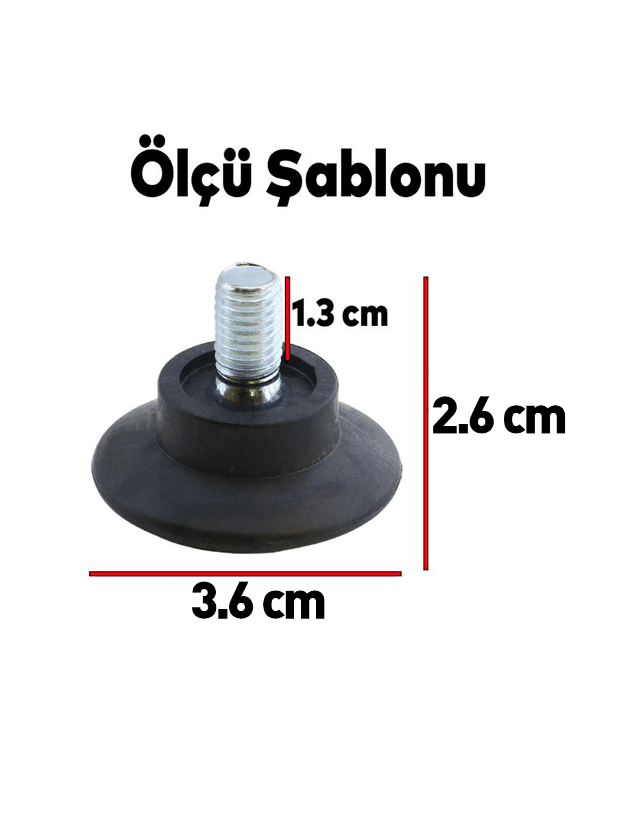 Bingo Rotil Ayak M8 Civatalı 8 mm Siyah Profil Ayağı 36 mm Çap-ZİRVE HIRDAVAT