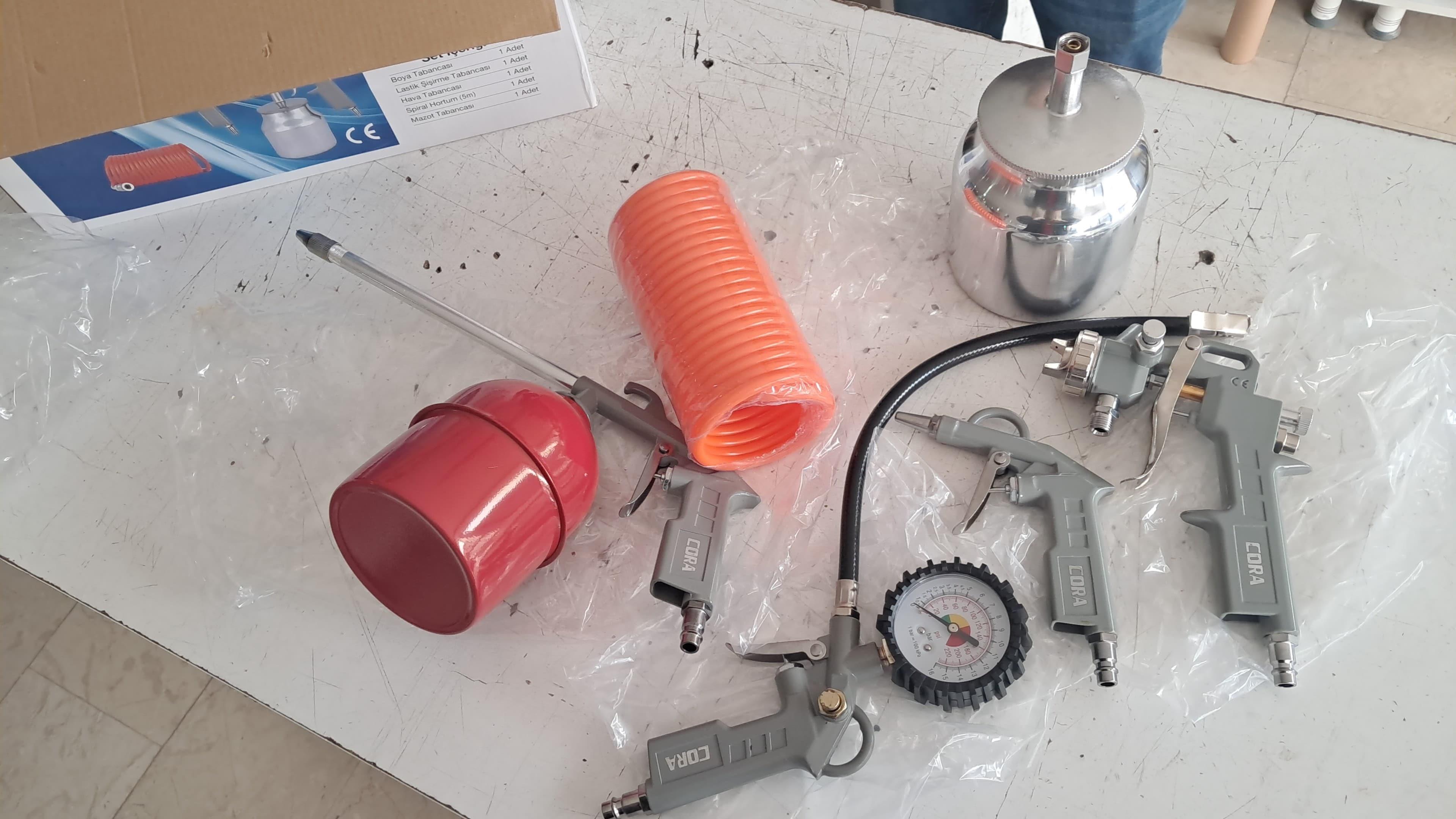 Cora FS-5000D Havalı Alet Boya Tabanca 5'li Seti-CORA