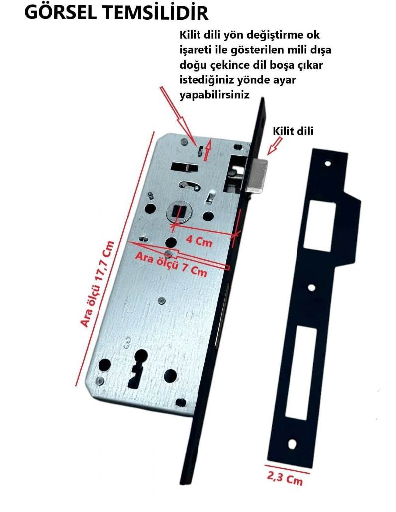 Özen 40/23 mm Kapı Kilidi Oval Oda Saten-ÖZEN METAL