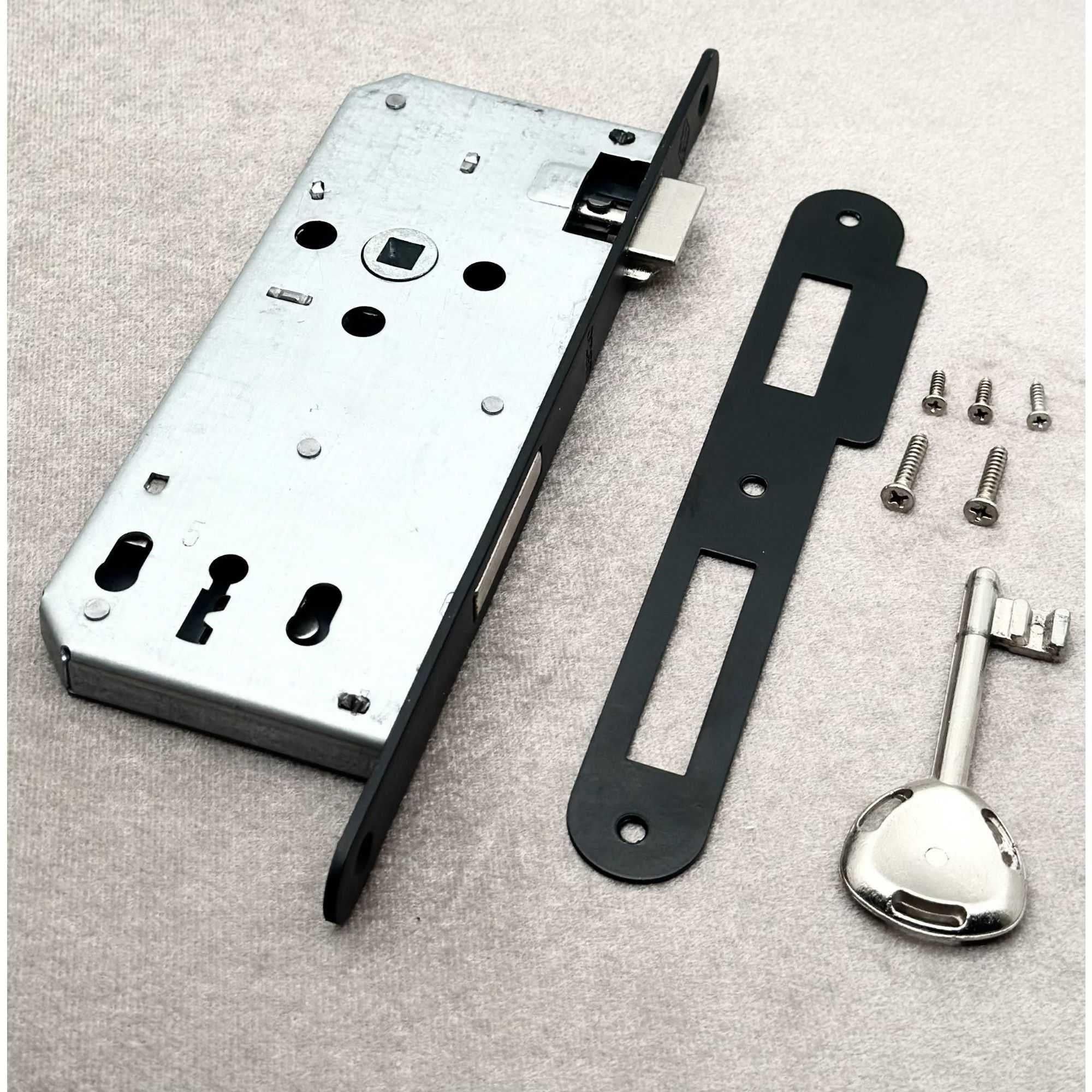Özen Handles Mat Siyah İç Kapı Gömme Oda Kilit 40/90/23 Oval 40 Mm 1 Adet-ÖZEN METAL