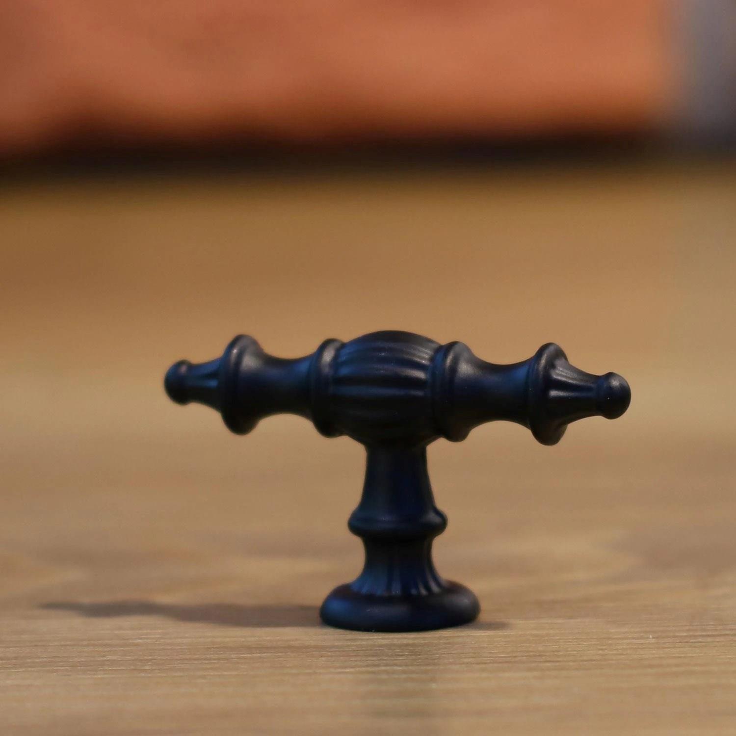 Şehzade Mat Siyah Düğme Kulp Mobilya Dolap Çekmece Vestiyer Kulpları-İMZA