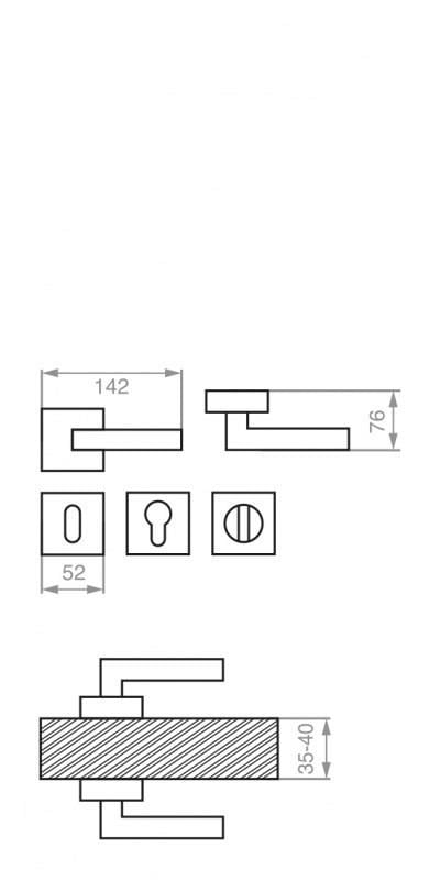 Sofuoğlu Pınar Alm.Kare Rozetli Siyah Oda Kapı Kolu-SOFUOĞLU