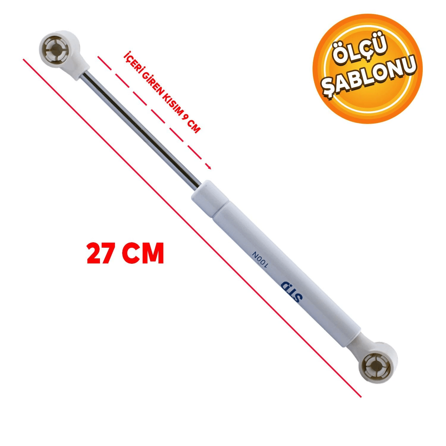 STD Dolap Amortisörü Gazlı Piston Kapak Hidroliği Gri (27 cm 100N)-STANDART CİVATA