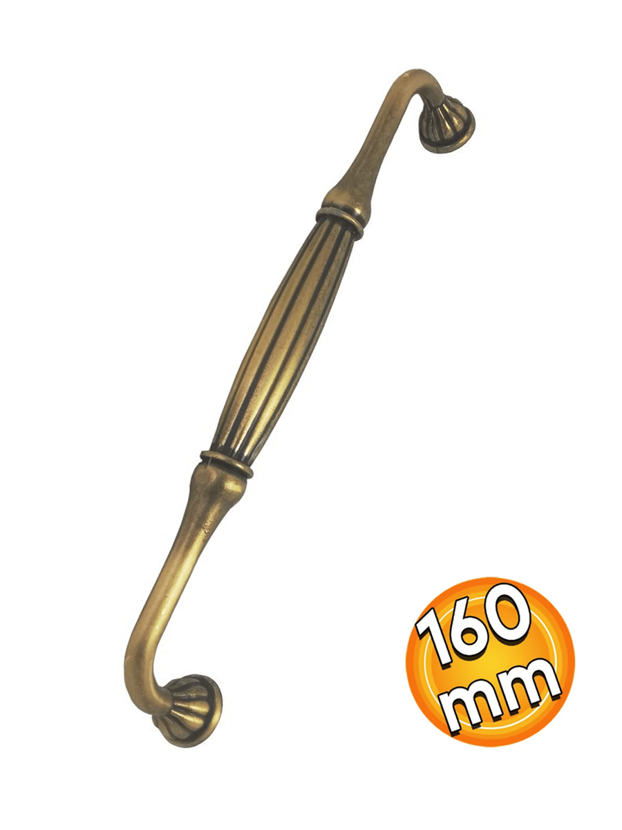 Tomruk 160 mm Antik Sarı Kulp Mobilya Dolap Çekmece Vestiyer Kulpları-İMZA