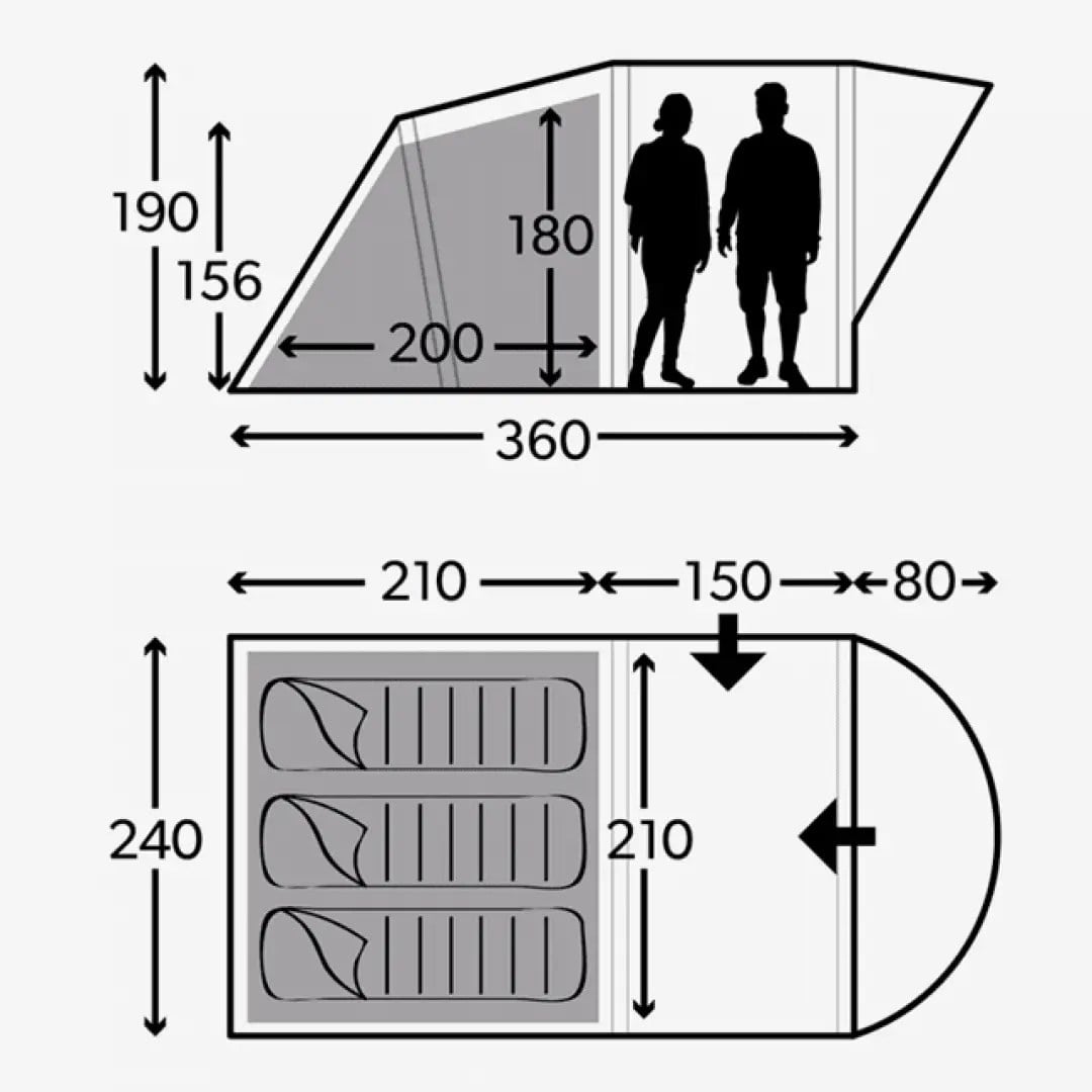 Dometic Kampa Brean 3 AIR 3 Kişilik Şişme Havalı Kamp Çadırı-Kamp Çadırları-DOM. 9120001256