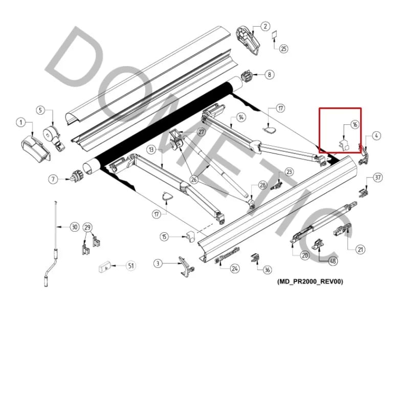 Dometic PW1100 ve PR2000 Tente Tutucu Klavuz Birleştirme Parçası (Sol)-Tente-DOM.4453000881
