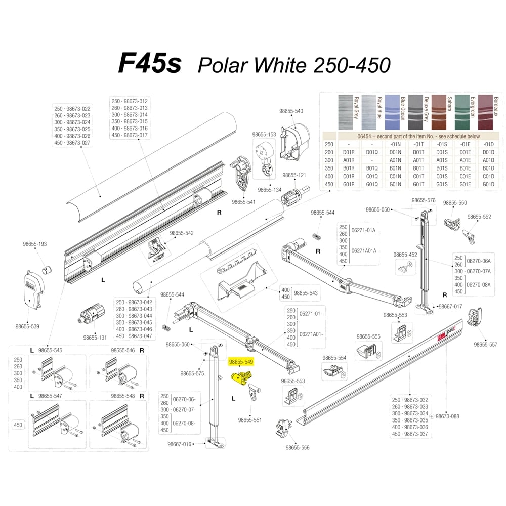 Fiamma F45s Sol Ayak Döner/Mafsal Braketi Yedek Parça-Fiamma-FIA.98655-549