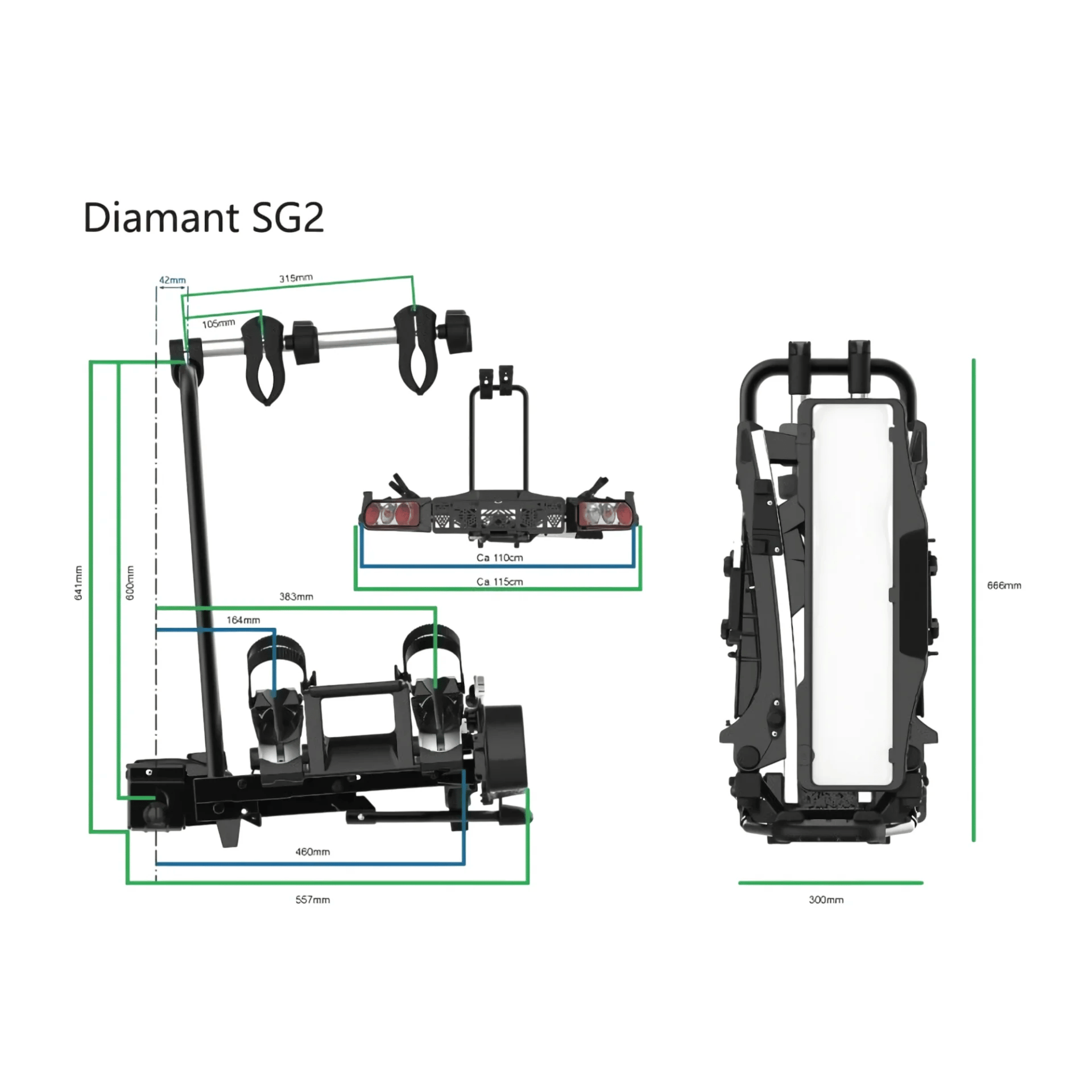 Tradekar Diamant SG2 Katlanabilir Çeki Demiri İkili  Bisiklet Taşıyıcı-Bisiklet Taşıyıcı-TRD-91734