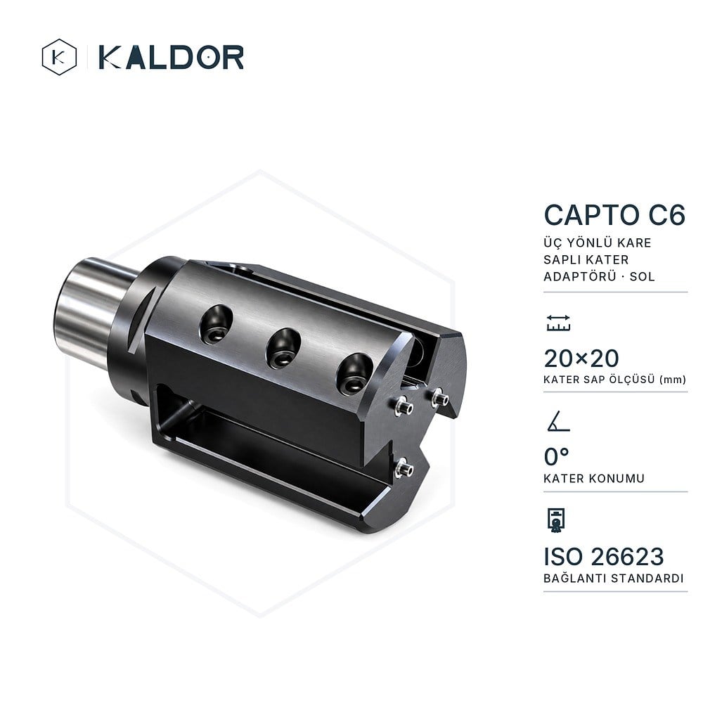 Capto C6 0° Üç Yönlü Kare Saplı Kater Adaptörü Sol
