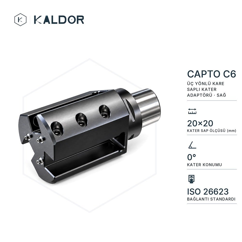 Capto C6 0° Üç Yönlü Kare Saplı Kater Adaptörü Sağ