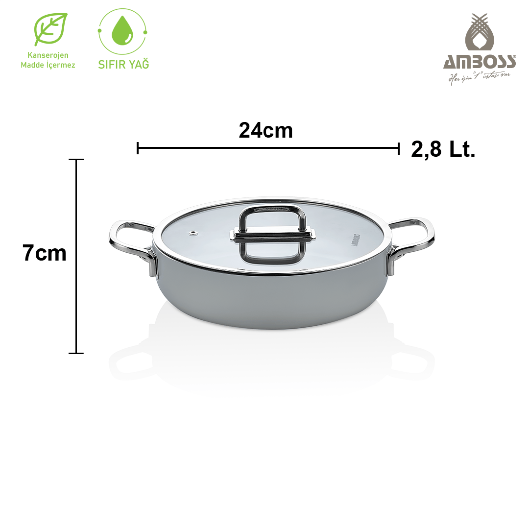AMBOSS SERA NOVA YANMAZ YAPIŞMAZ BASIK TENCERE 24 CM