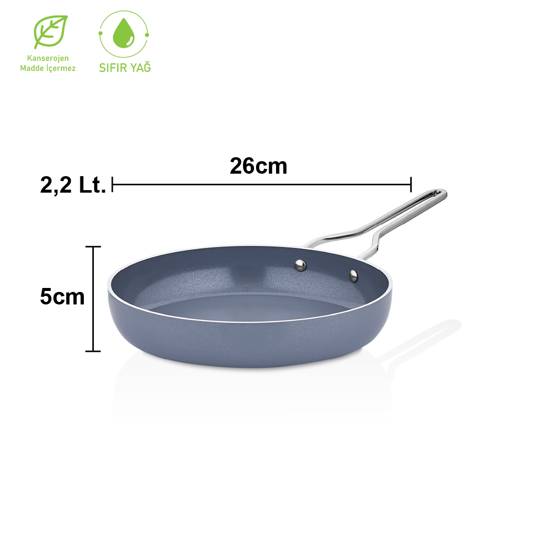 AMBOSS SERA NOVA YANMAZ YAPIŞMAZ SERAMİK TAVA 26 CM GRİ
