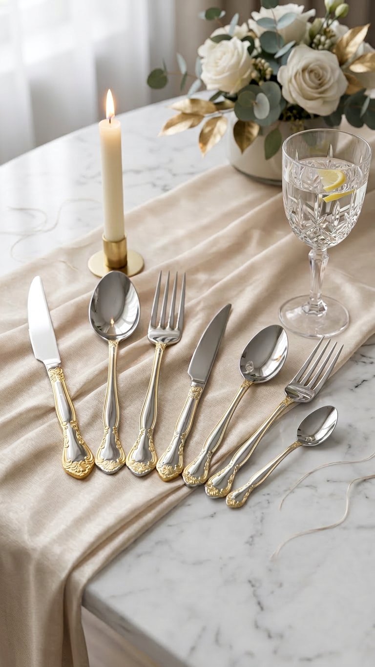 ARSEL 84 PARÇA GOLD DAFNE ÇATAL BIÇAK SET 