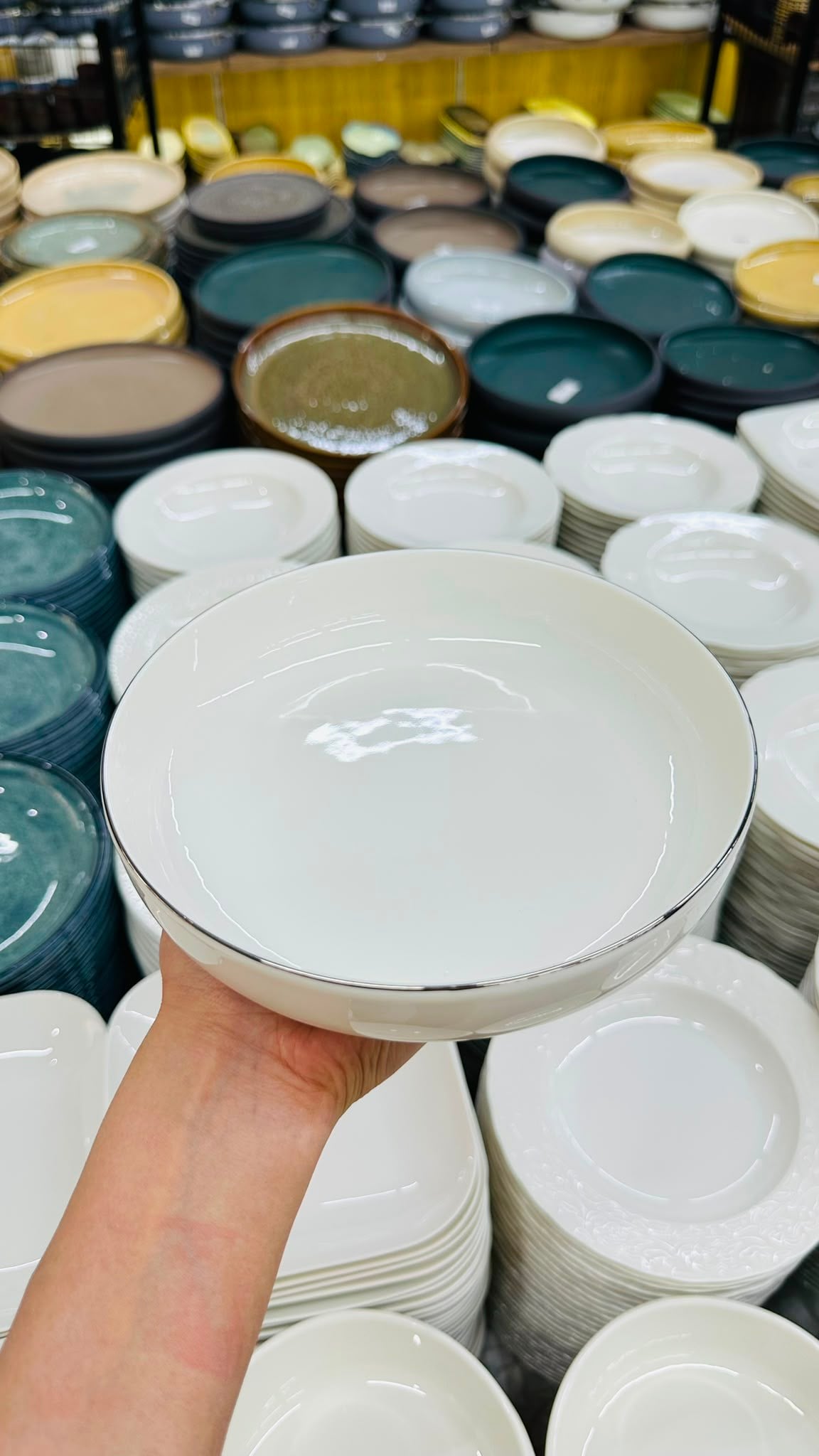 KÜTAHYA PORSELEN 21 CM PLATİN YALDIZLI 6'LI YEMEK TABAĞI