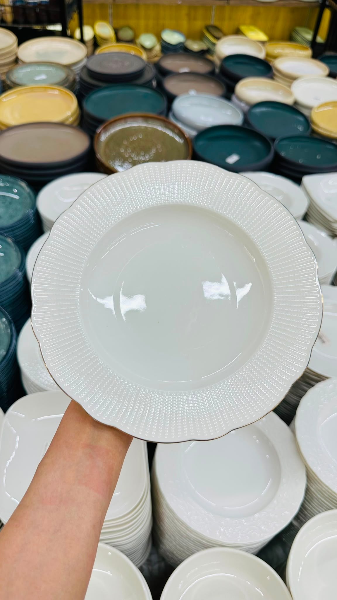 KÜTAHYA PORSELEN 22 CM ALTIN YALDIZLI 6'LI YEMEK TABAĞI