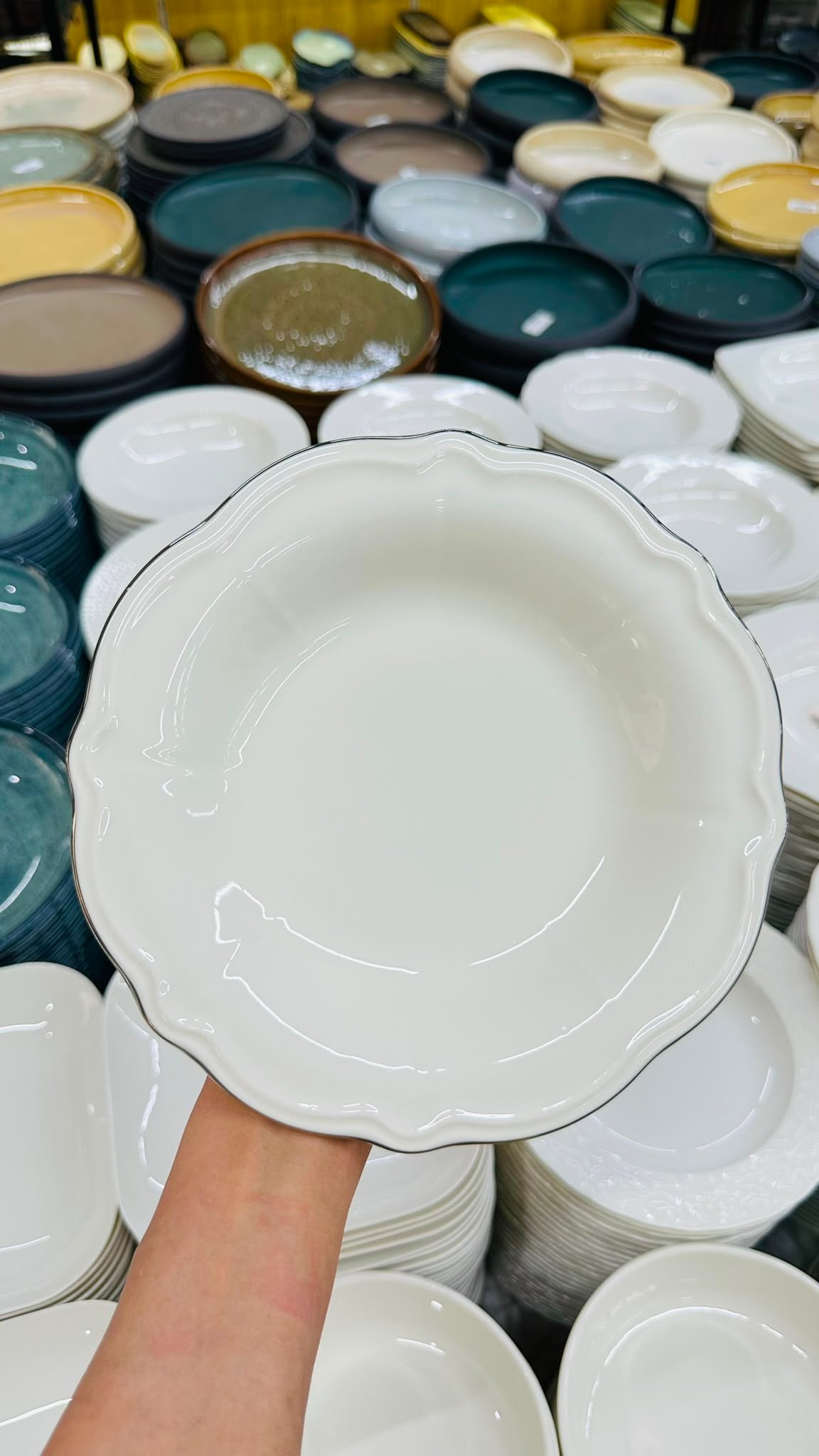 PREMİUM PORSELEN 21 CM ALTIN YALDIZLI 6'LI YEMEK TABAĞI