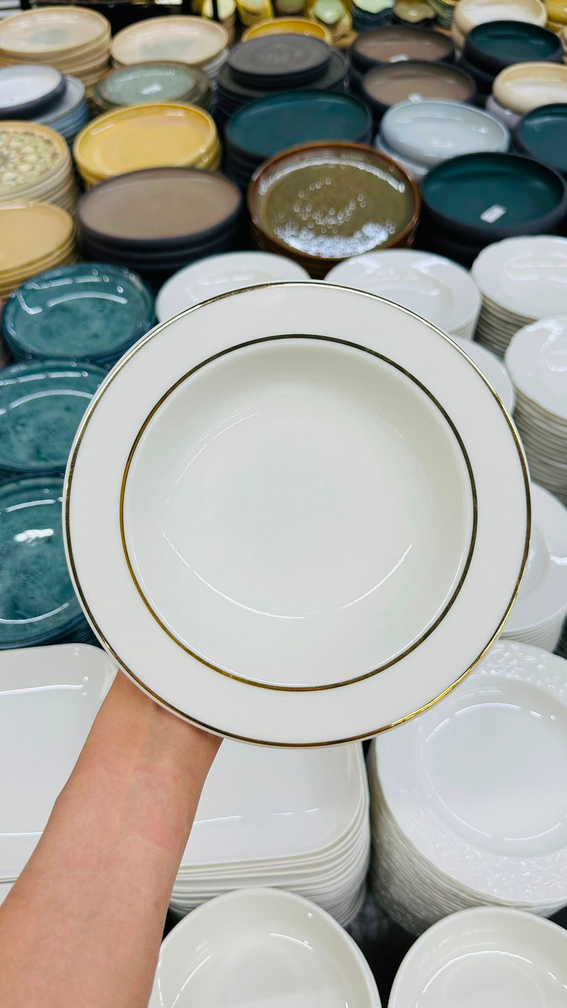 PREMİUM PORSELEN 21 CM YALDIZLI 6'LI YEMEK TABAĞI