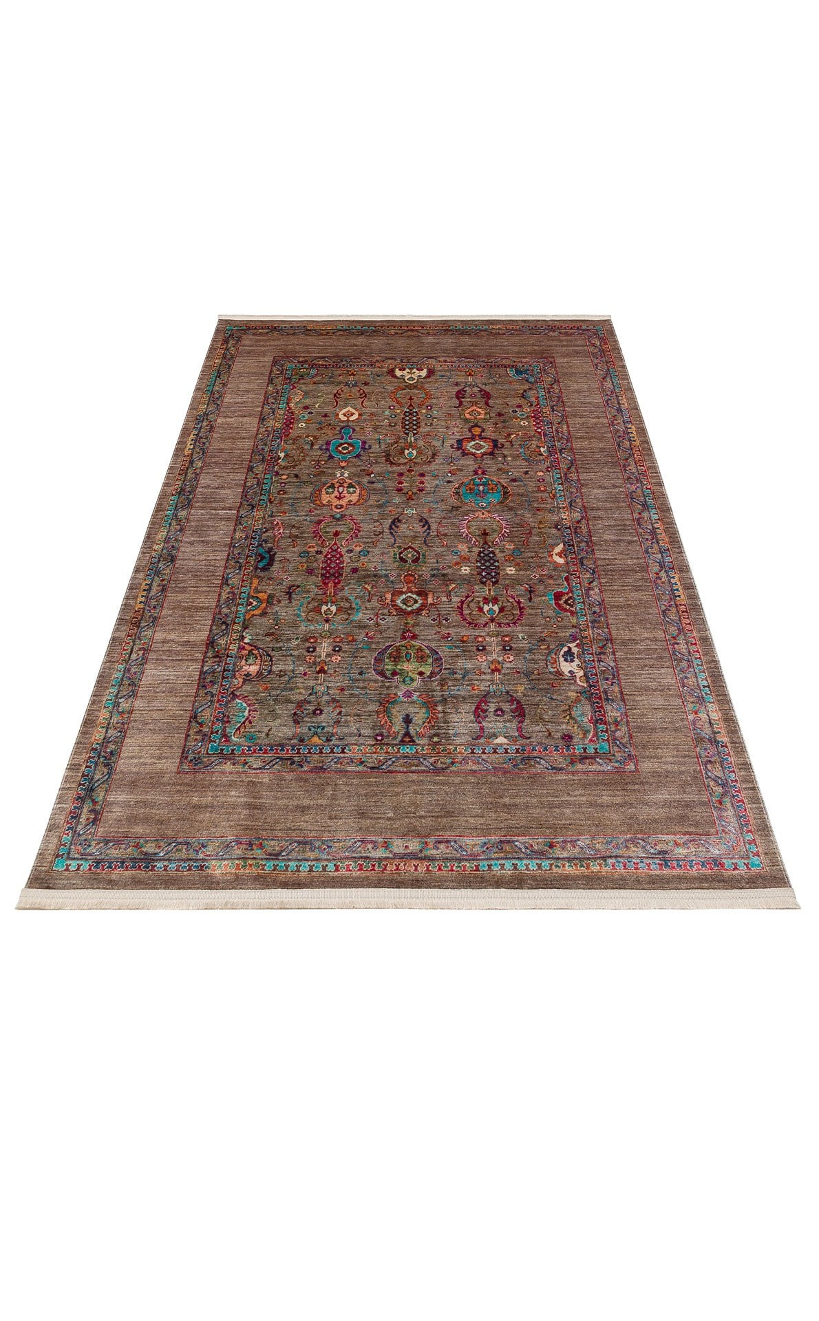 ANTIQUE 07 OLIVE Kolay kullanımlı Kaymaz Karabağ ve Antik Desenlere Sahip Yıkanabilir Makine Halısı