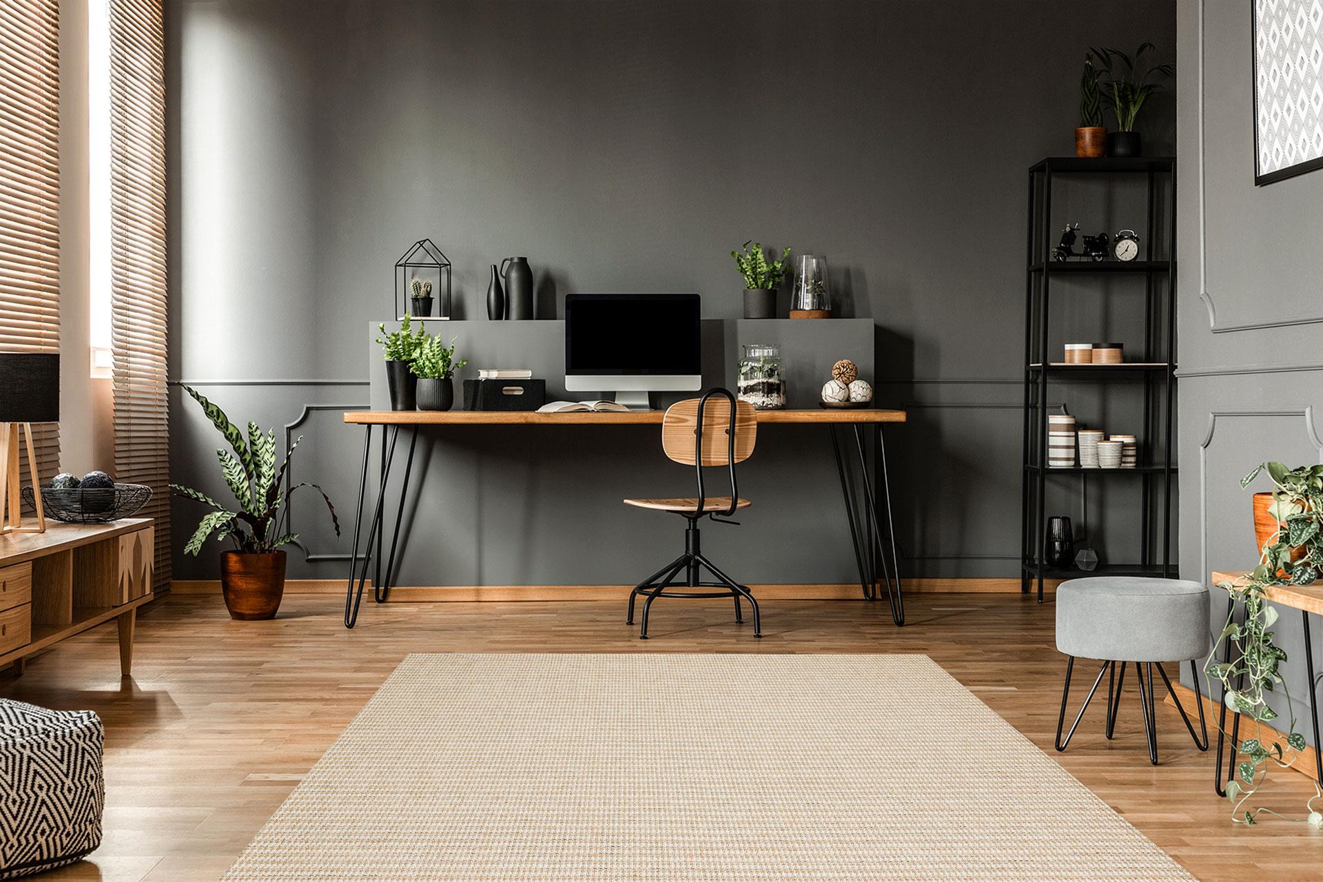 Hasır Görünümlü Kaymaz Renkli Dokuma Modern Kilim