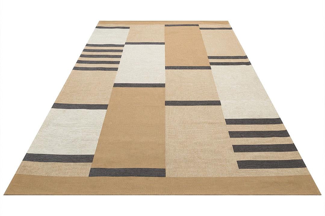 Hasır Görünümlü Kaymaz Renkli Dokuma Modern Kilim
