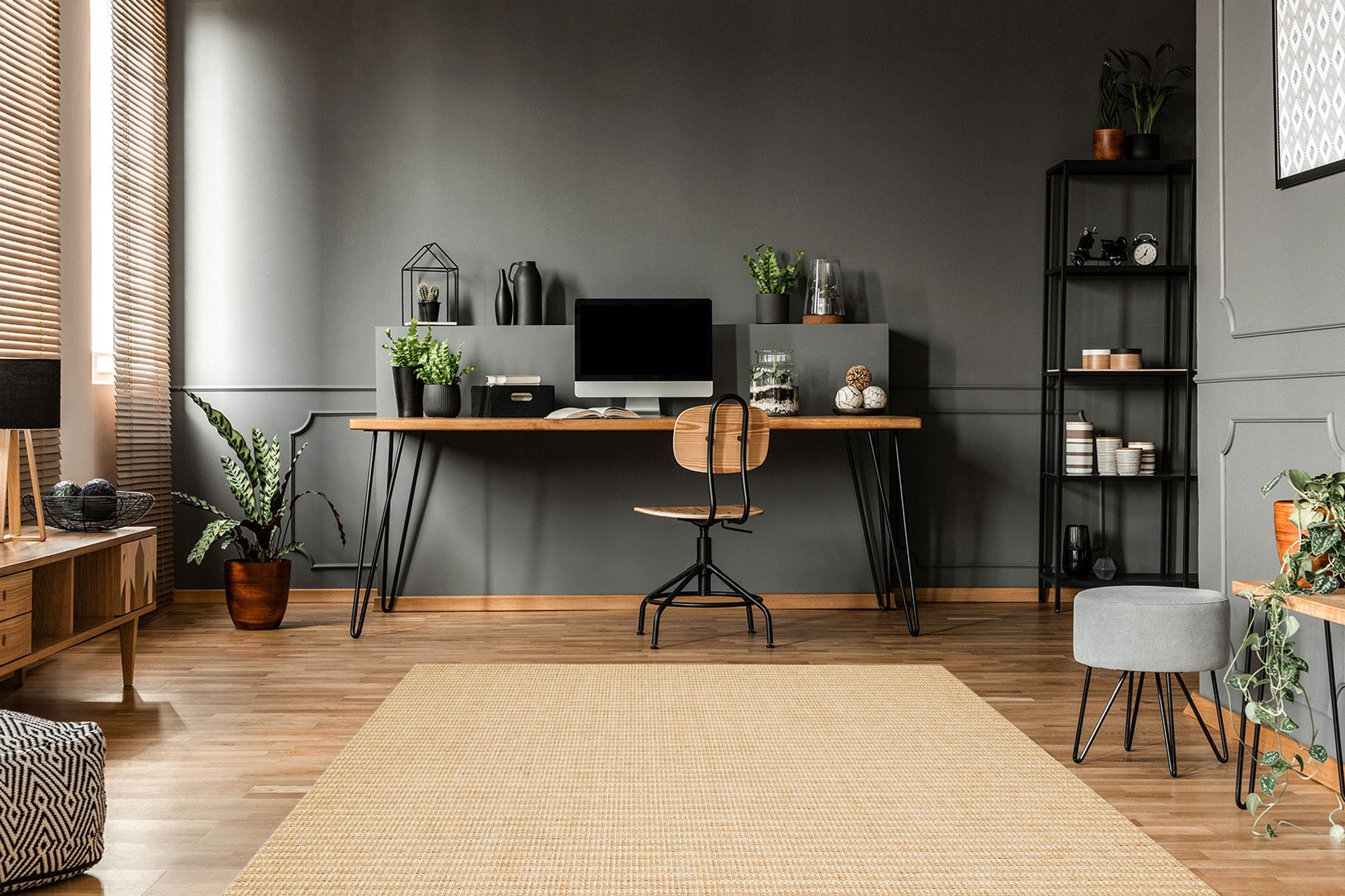 Hasır Görünümlü Kaymaz Renkli Dokuma Modern Kilim