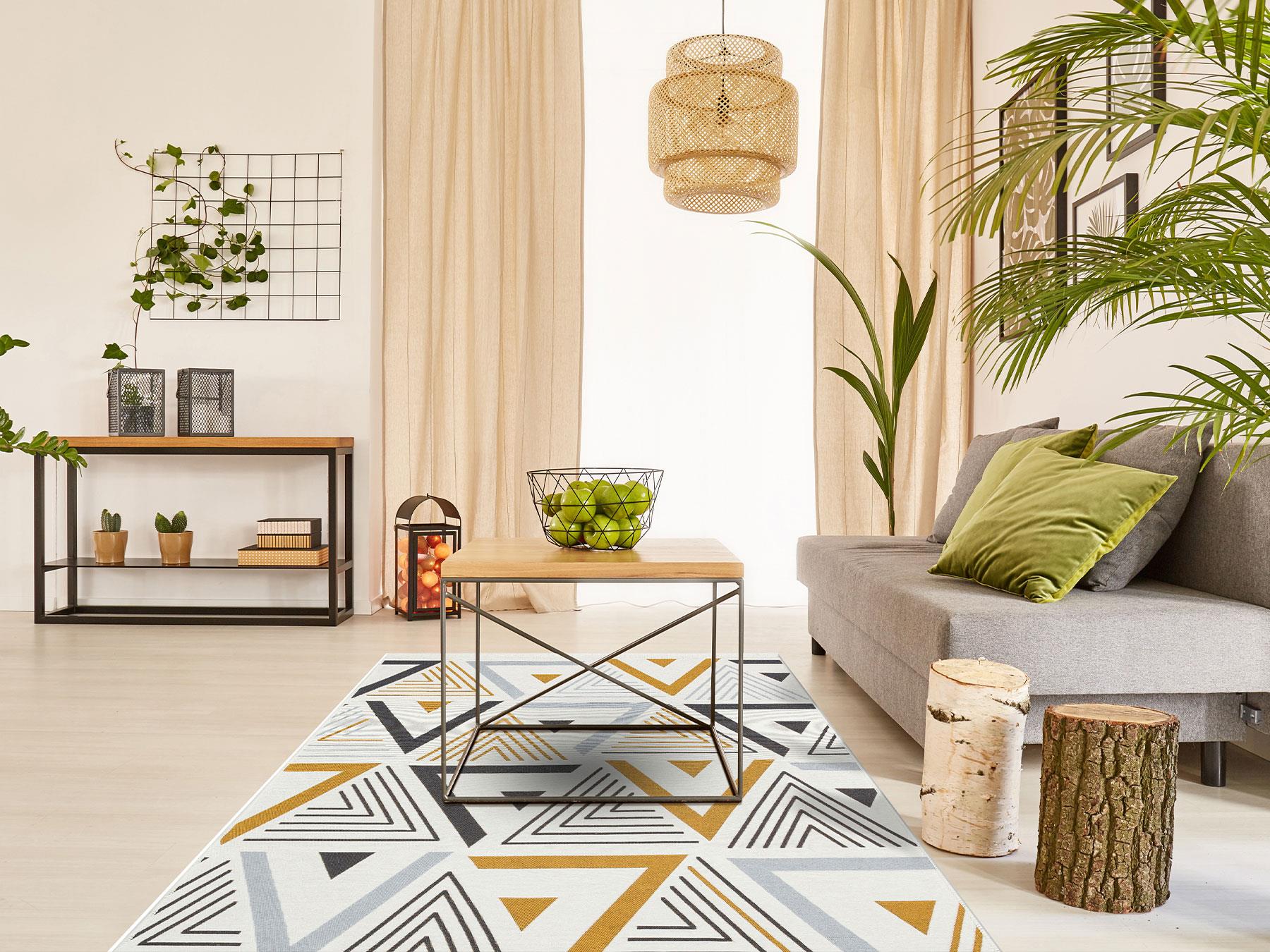 Yıkanabilir Çift Taraflı Modern Desenli Dokuma Kilim