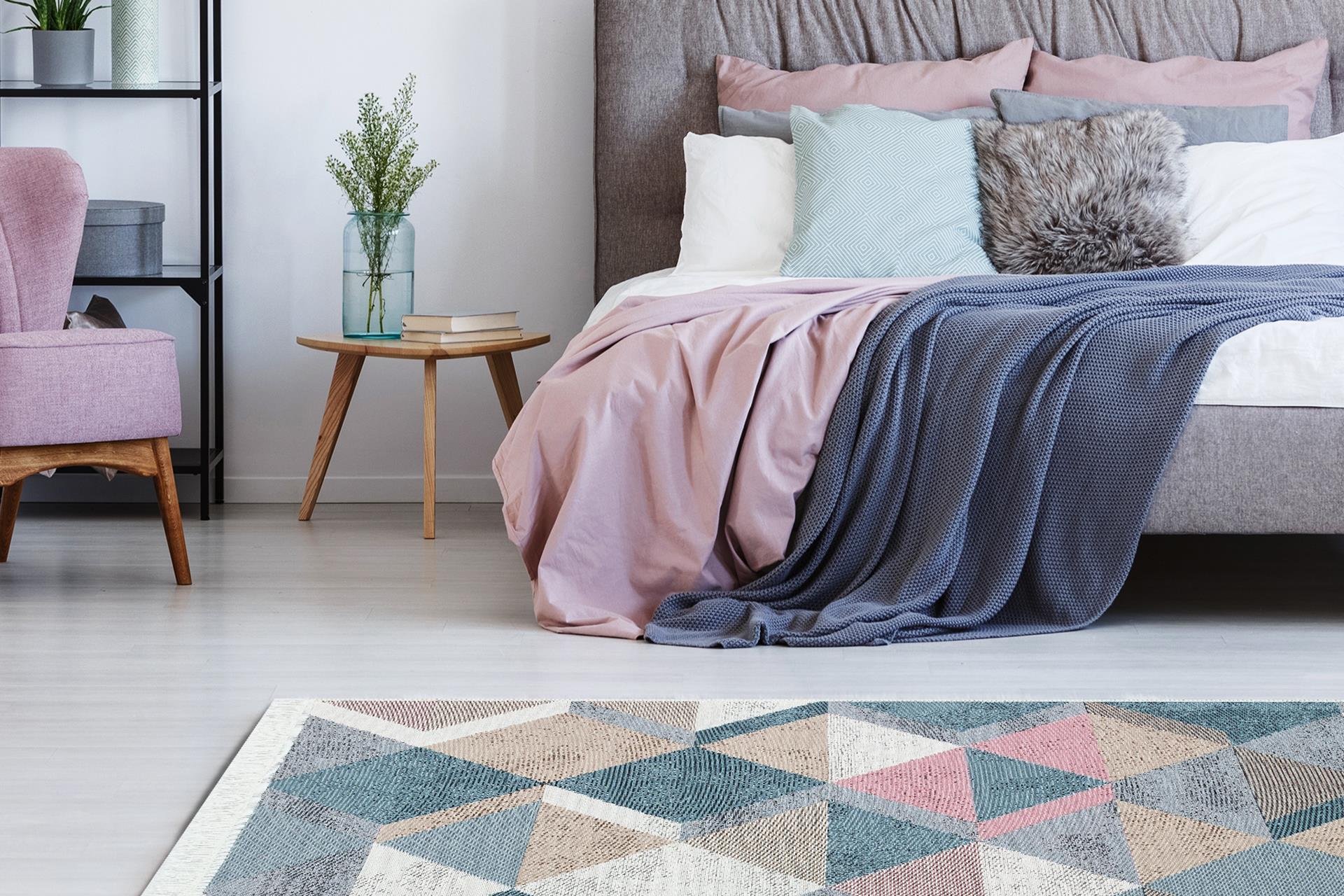 Yıkanabilir Çift Taraflı Modern Desenli Dokuma Kilim