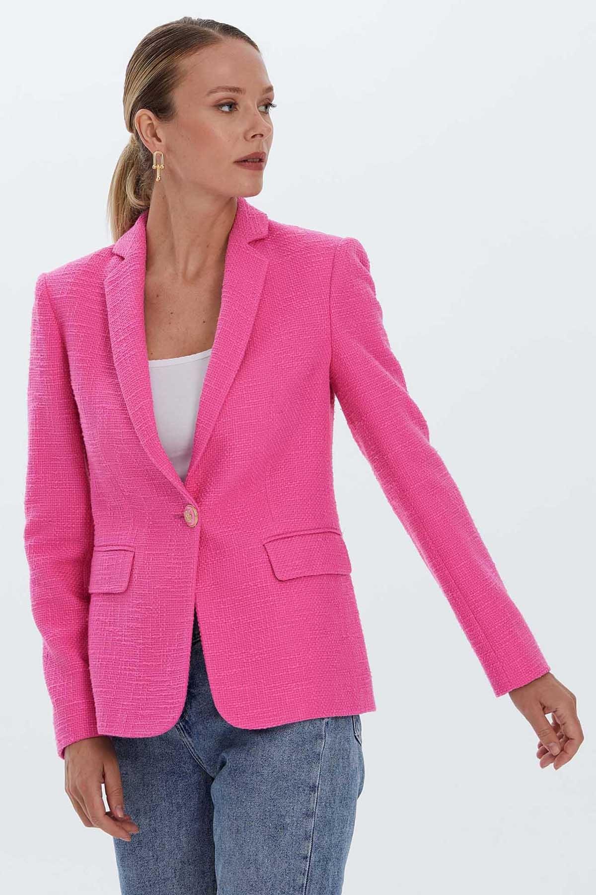 Erkek Yaka Tüvit Ceket  /  PEMBE
