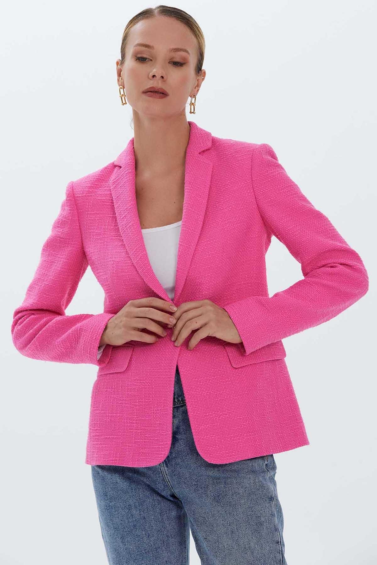 Erkek Yaka Tüvit Ceket  /  PEMBE
