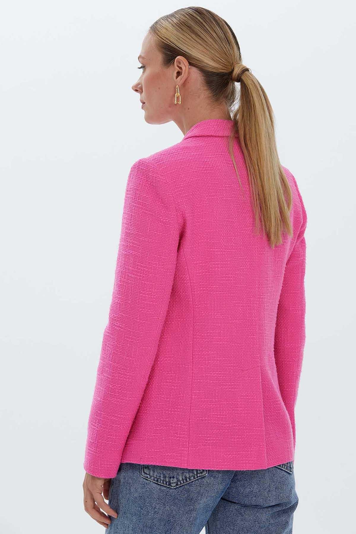 Erkek Yaka Tüvit Ceket  /  PEMBE