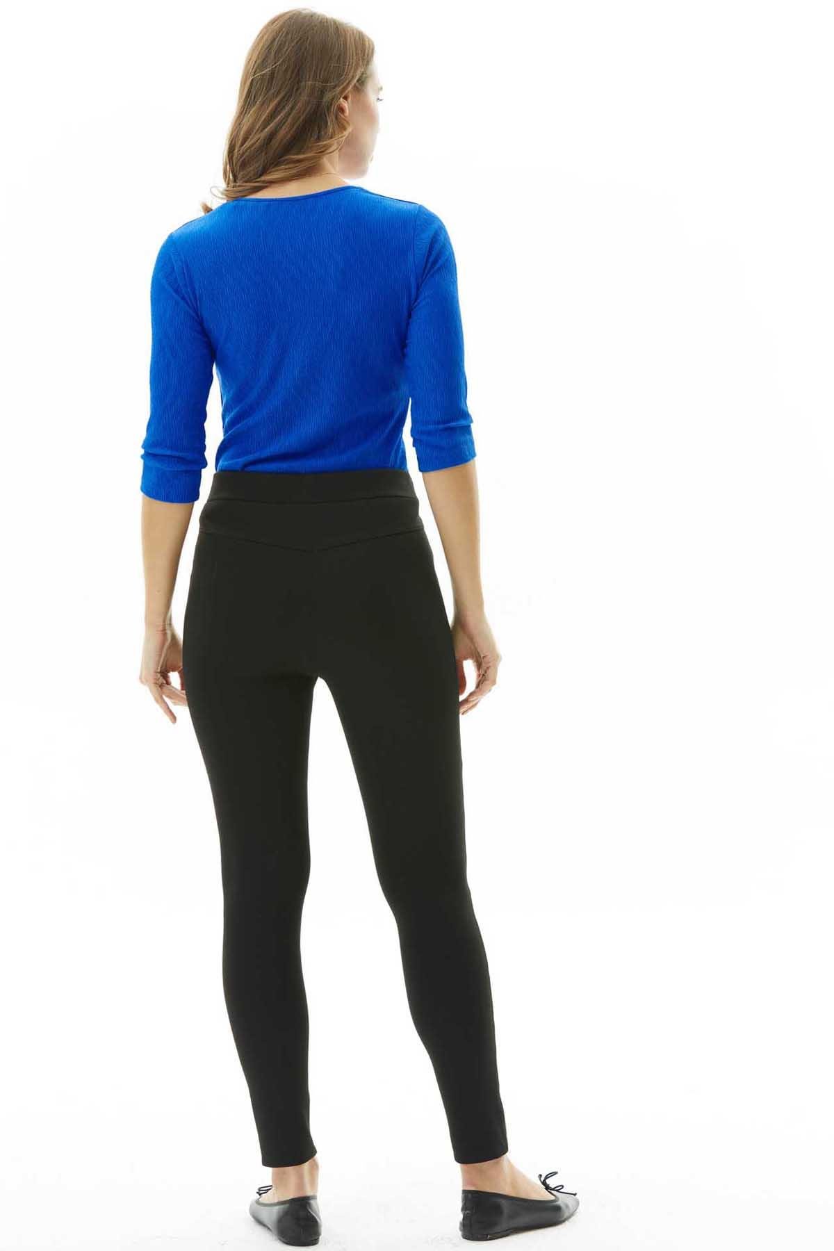 Yanları Deri Şeritli Spor Cep Dar Paça Pantolon  /  SİYAH