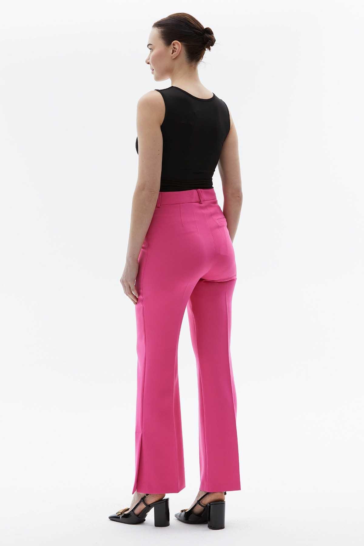 Yanları Yırtmaçlı Cepsiz Pantolon  /  PEMBE