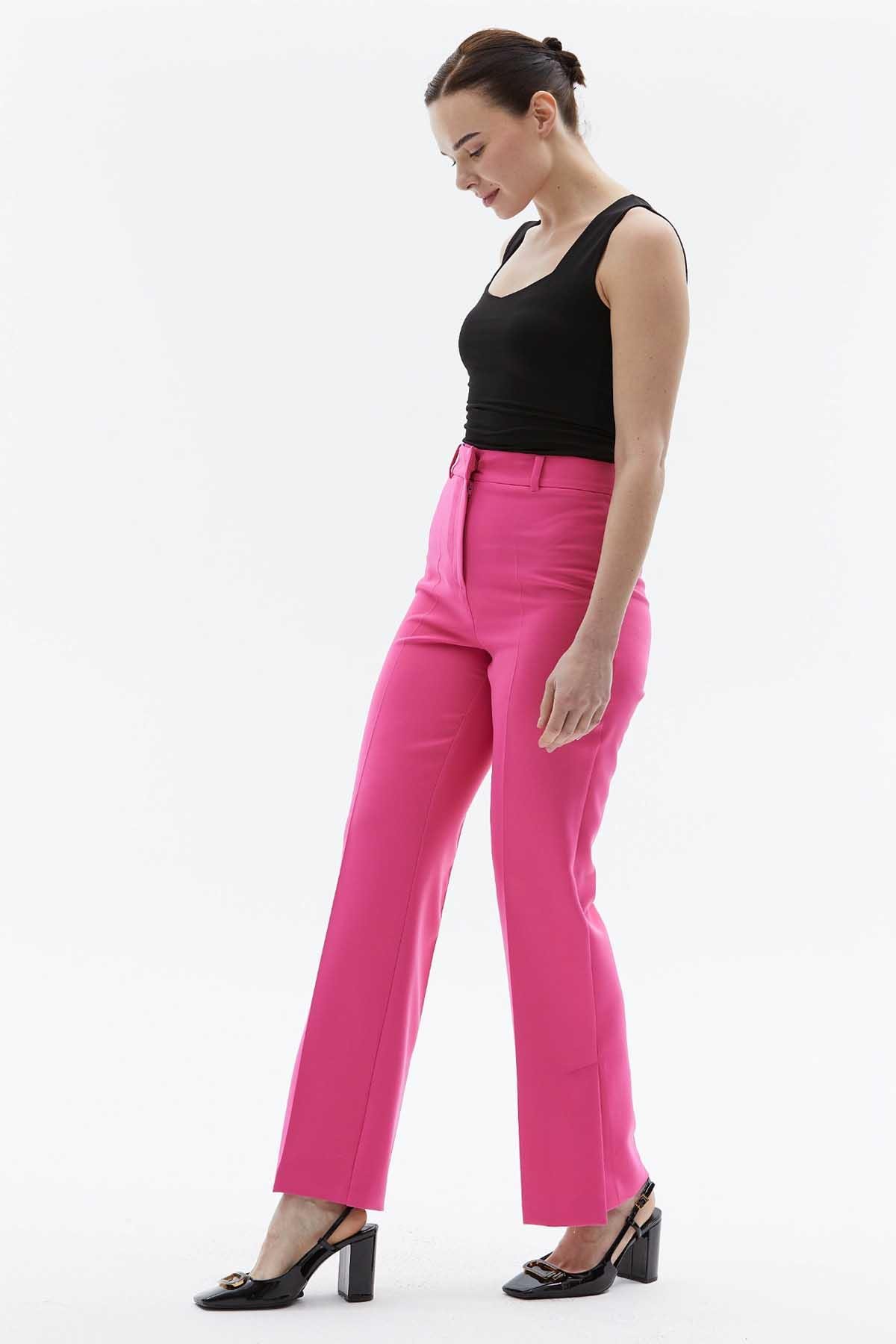 Yanları Yırtmaçlı Cepsiz Pantolon  /  PEMBE