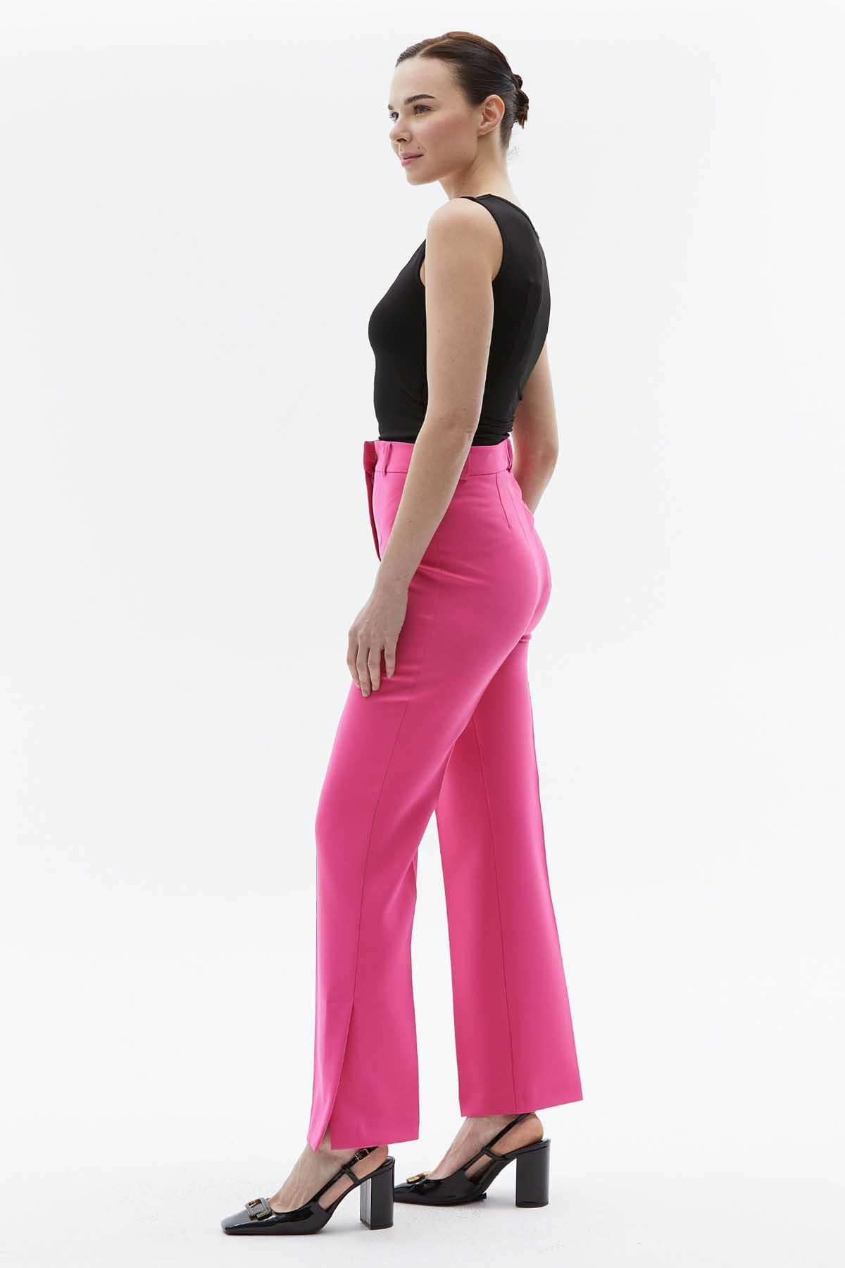 Yanları Yırtmaçlı Cepsiz Pantolon  /  PEMBE