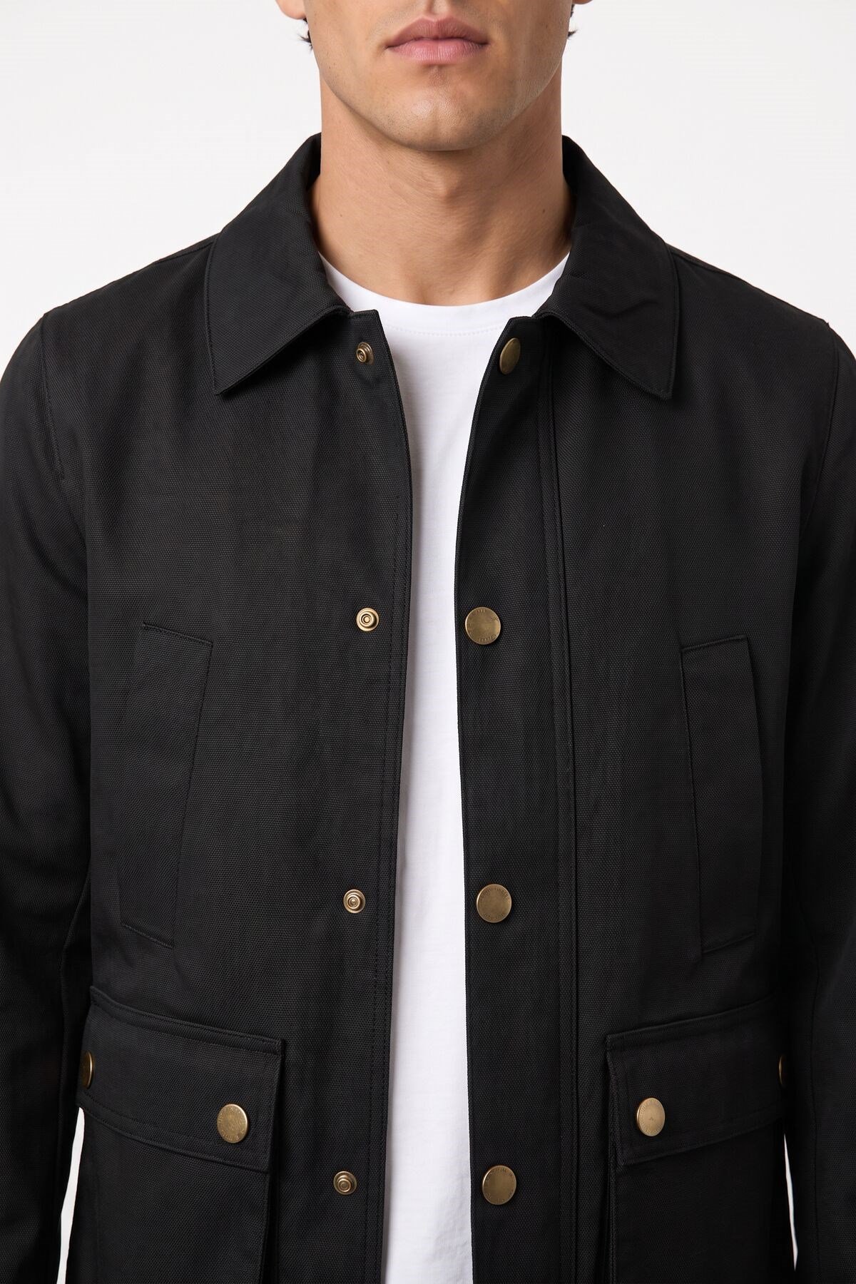 Erkek Çıtçıtlı Casual Mont Siyah