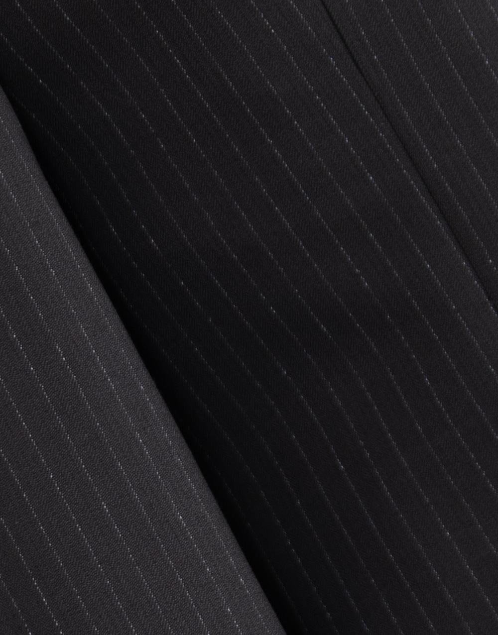 Erkek Çizgili Kırlangıç Yaka Klasik Takım Elbise Comfort Fit Siyah