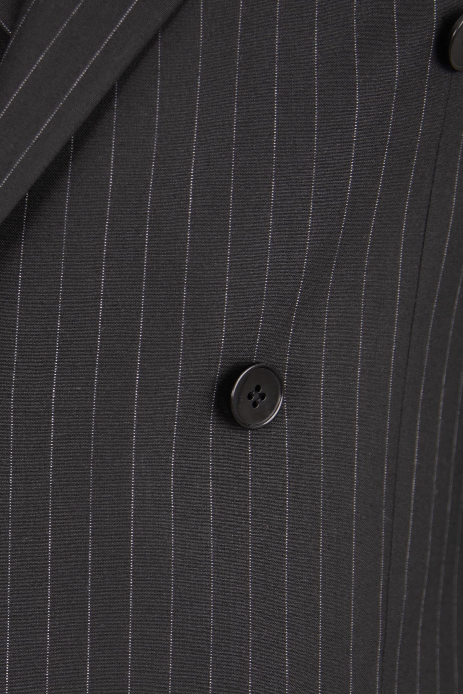 Erkek Çizgili Kırlangıç Yaka Kruvaze Takım Elbise Modern Fit Siyah